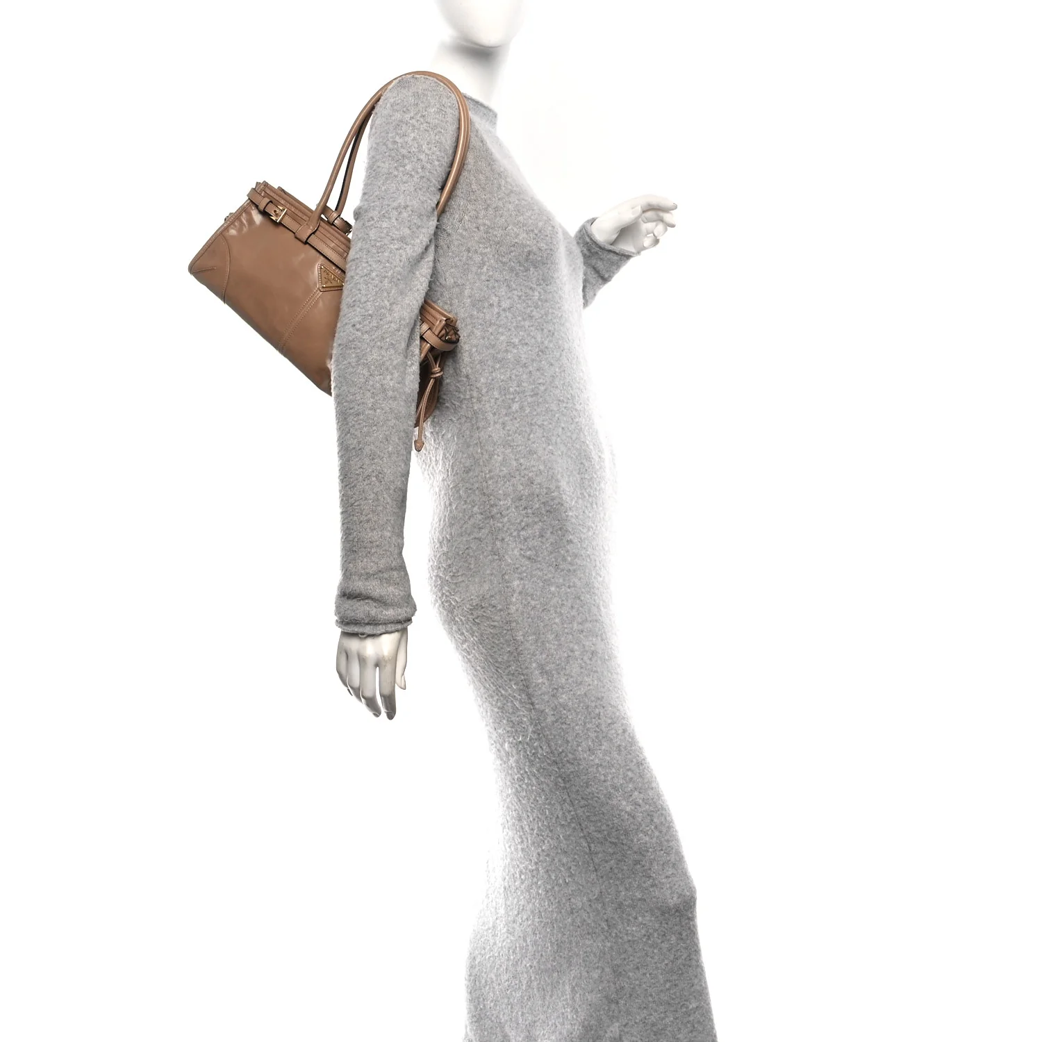 Glossy Calfskin Triangle Medium Bonnie Shoulder Bag Cameo - Image 2
