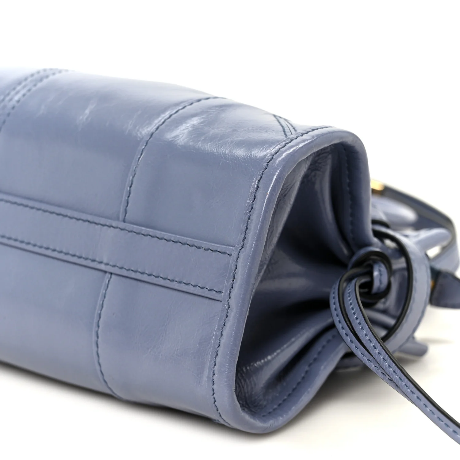 Glossy Calfskin Triangle Mini Bonnie Shoulder Bag Aviation Blue - Image 10