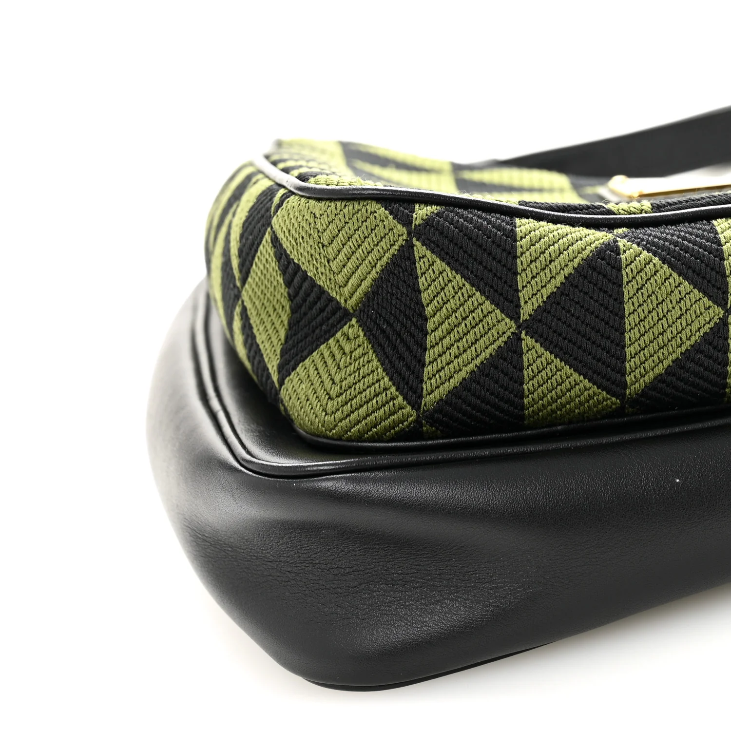 Jacquard Calfskin Triangolo Symbole Embroidered Mini Triangle Double Bag Black Edera - Image 11