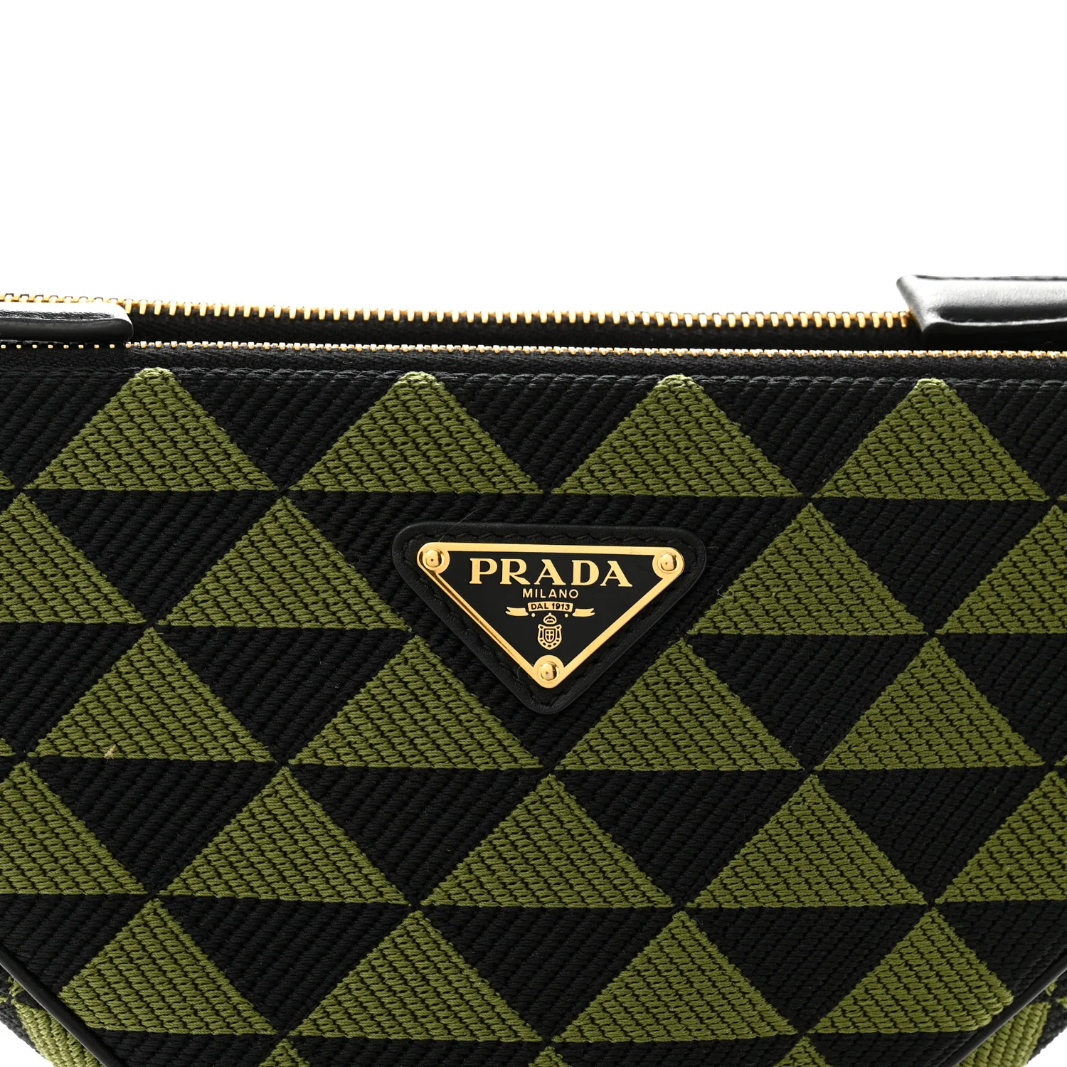 Jacquard Calfskin Triangolo Symbole Embroidered Mini Triangle Double Bag Black Edera - Image 9