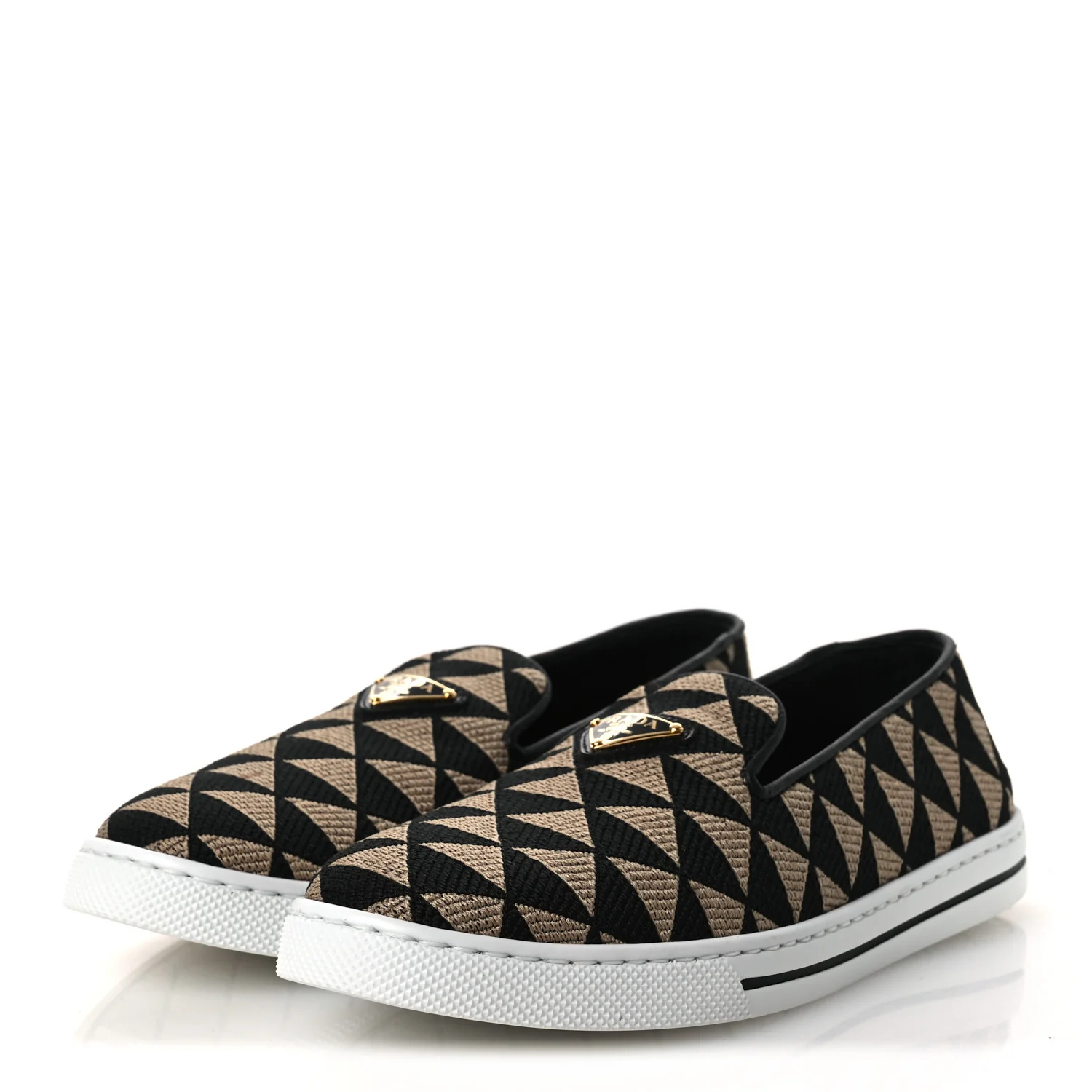 Jacquard Trianglolo Symbole Embroidered Metal Triangle Logo Slip On Sneakers 36.5 Corda Black - Image 4
