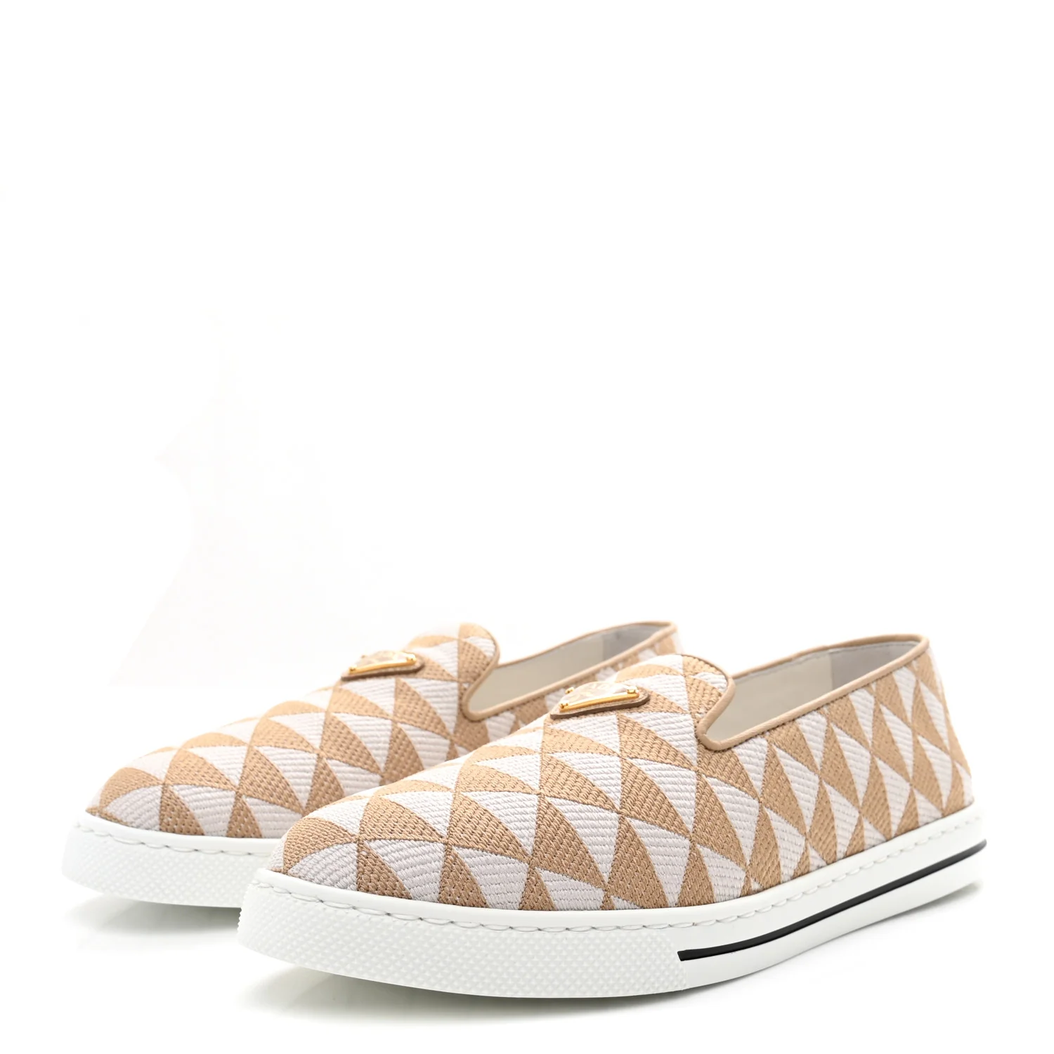 Jacquard Trianglolo Symbole Embroidered Metal Triangle Logo Slip On Sneakers 38 Corda Talco - Image 4