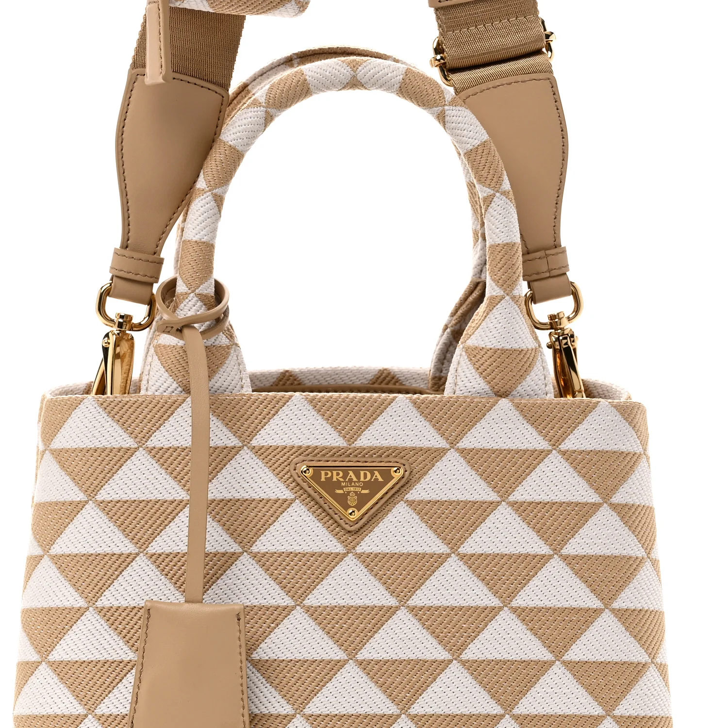 Jacquard Triangolo Symbole Embroidered Tote Corda Talco - Image 7