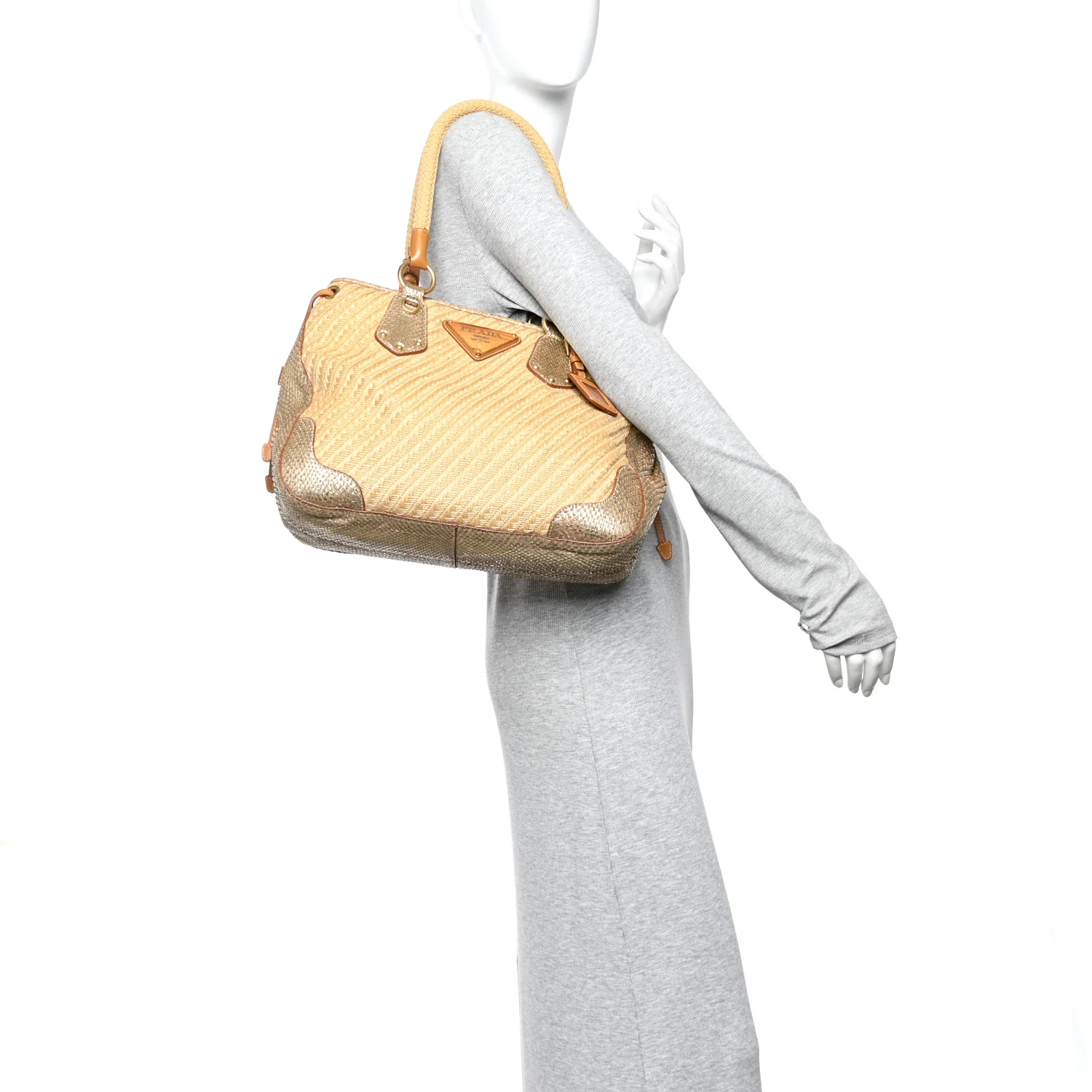 Jute Snakeskin Tote Oro - Image 2