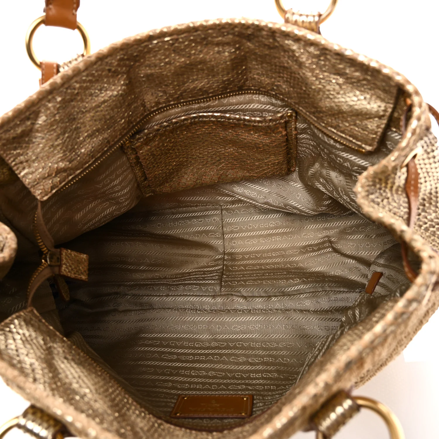Jute Snakeskin Tote Oro - Image 5