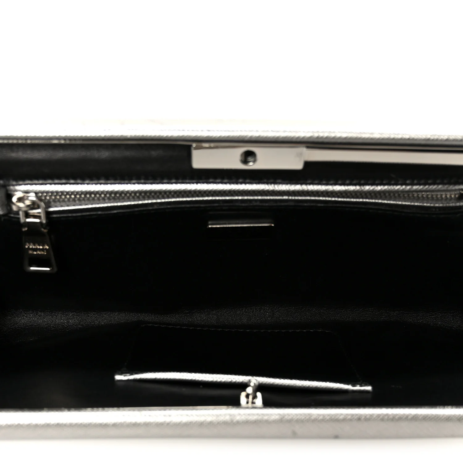 Metallic Saffiano Frame Clutch Cromo - Image 5