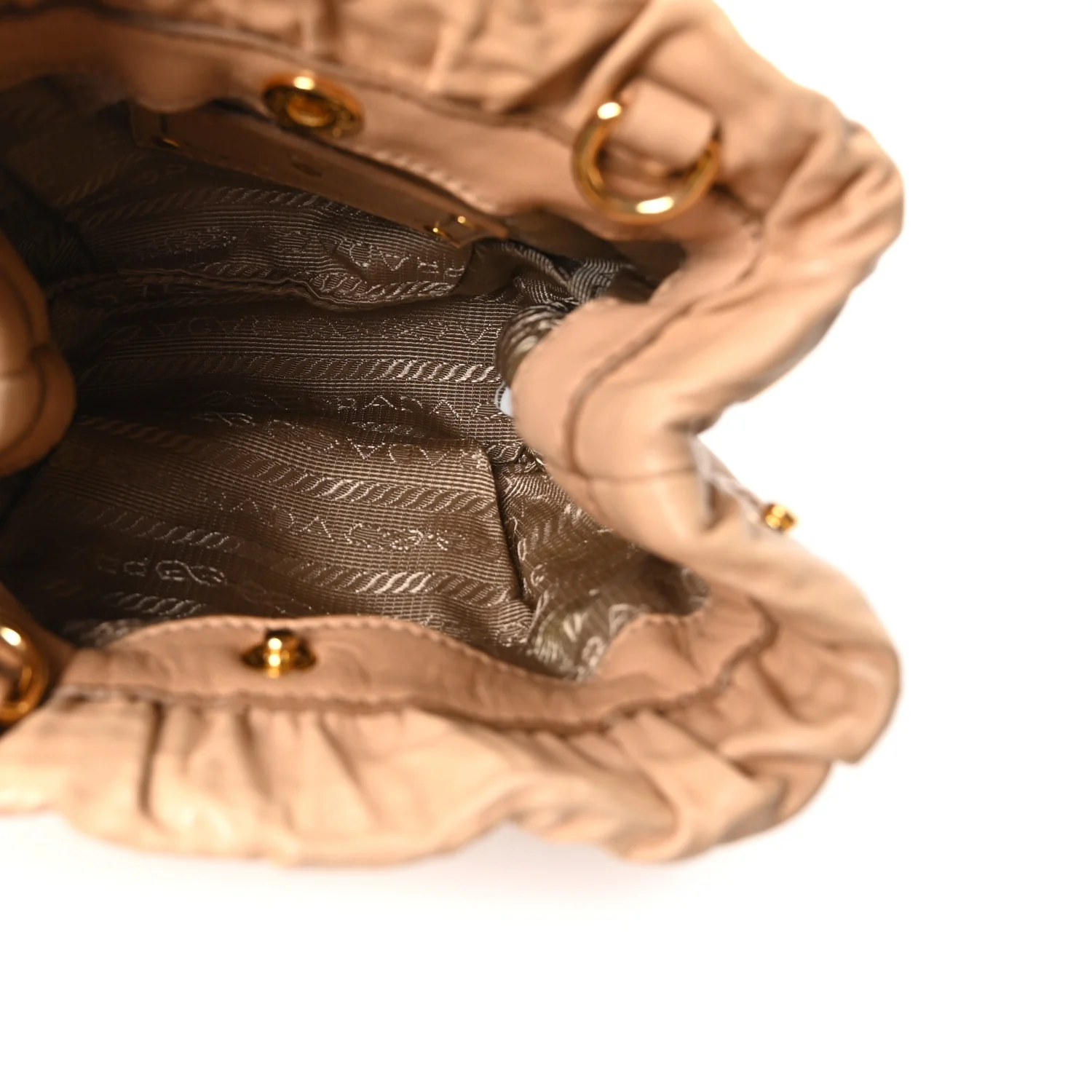 Nappa Antique Bucket Bag Beige - Image 4