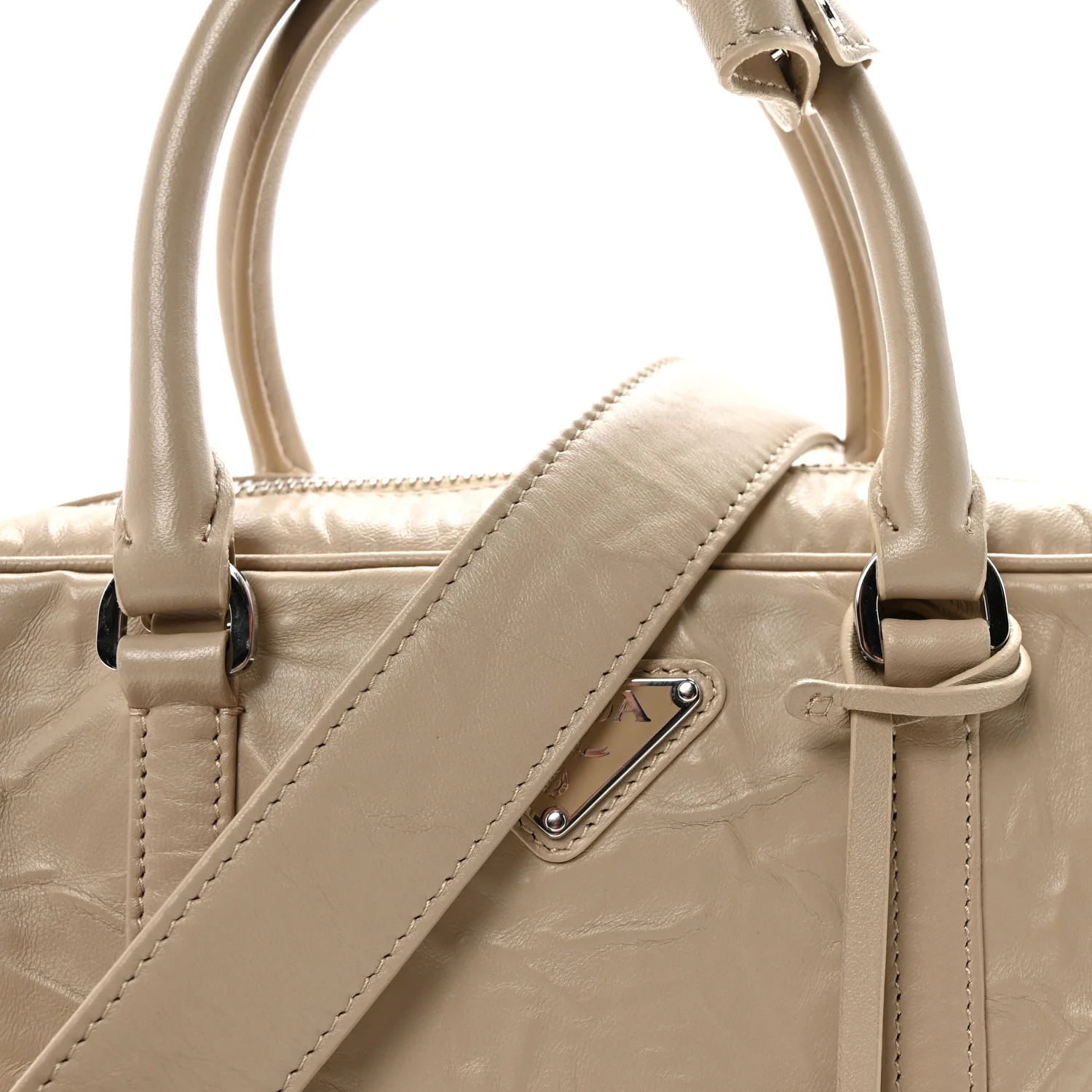 Nappa Antique Medium Re-Edition 2001 Two Handle Bag Deserto - Image 7