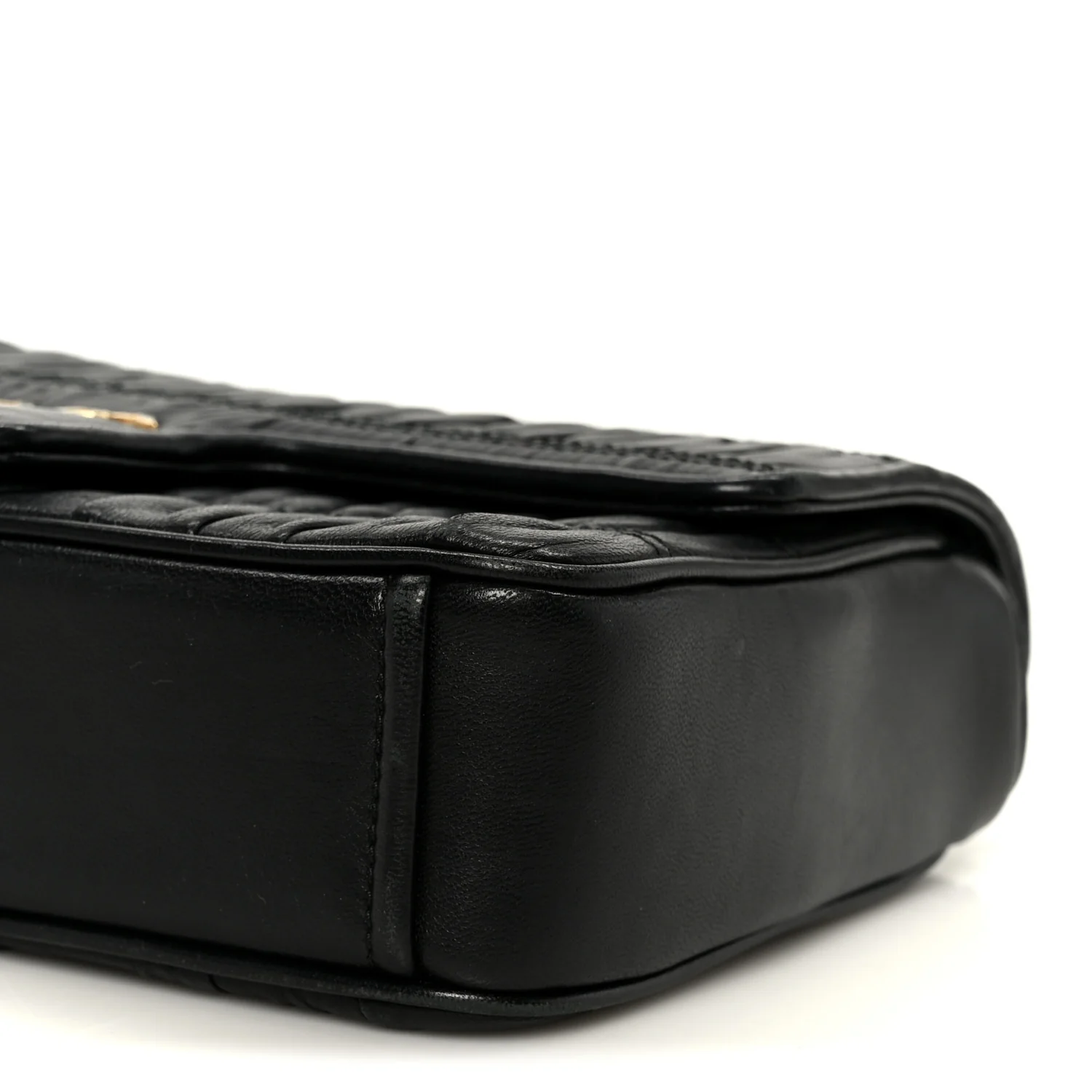 Nappa Gaufre Medium Chain Flap Shoulder Bag Black - Image 11