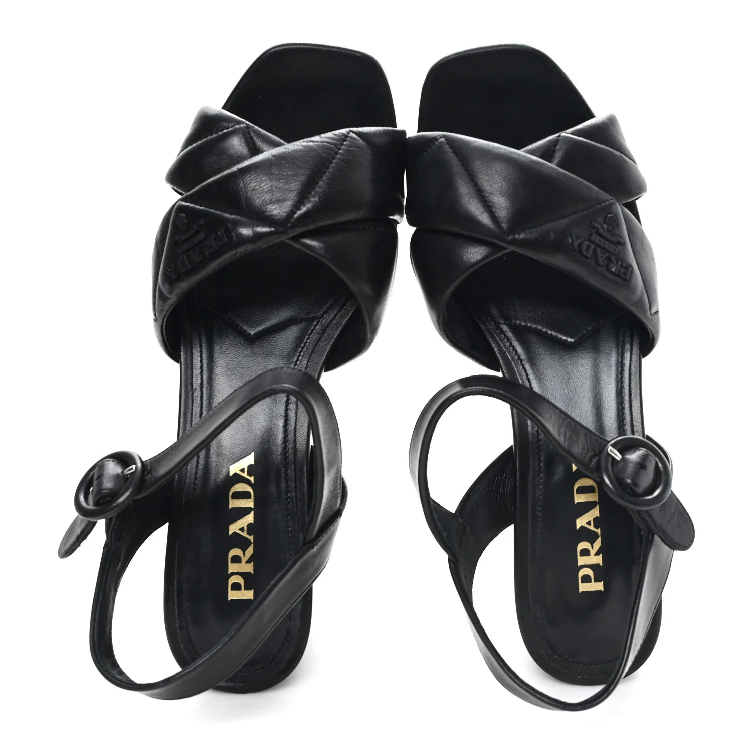 Nappa Logo Quilted Crisscross Platform 20/65mm Sandals 37.5  Black - Image 2