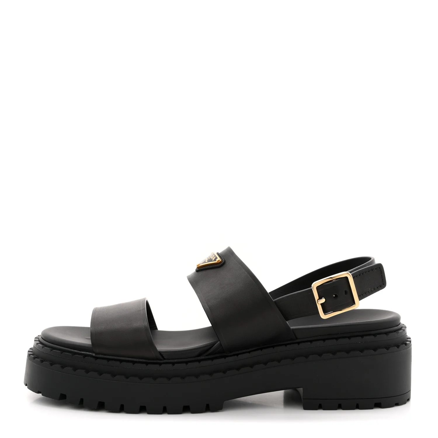 Nappa Metal Triangle Logo Slingback Sandals 40 Black