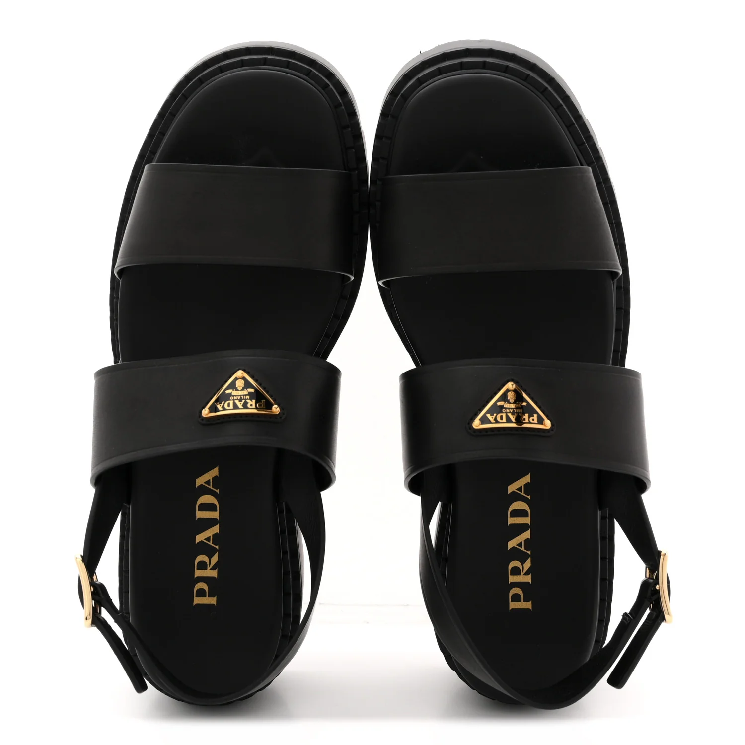 Nappa Metal Triangle Logo Slingback Sandals 40 Black - Image 3