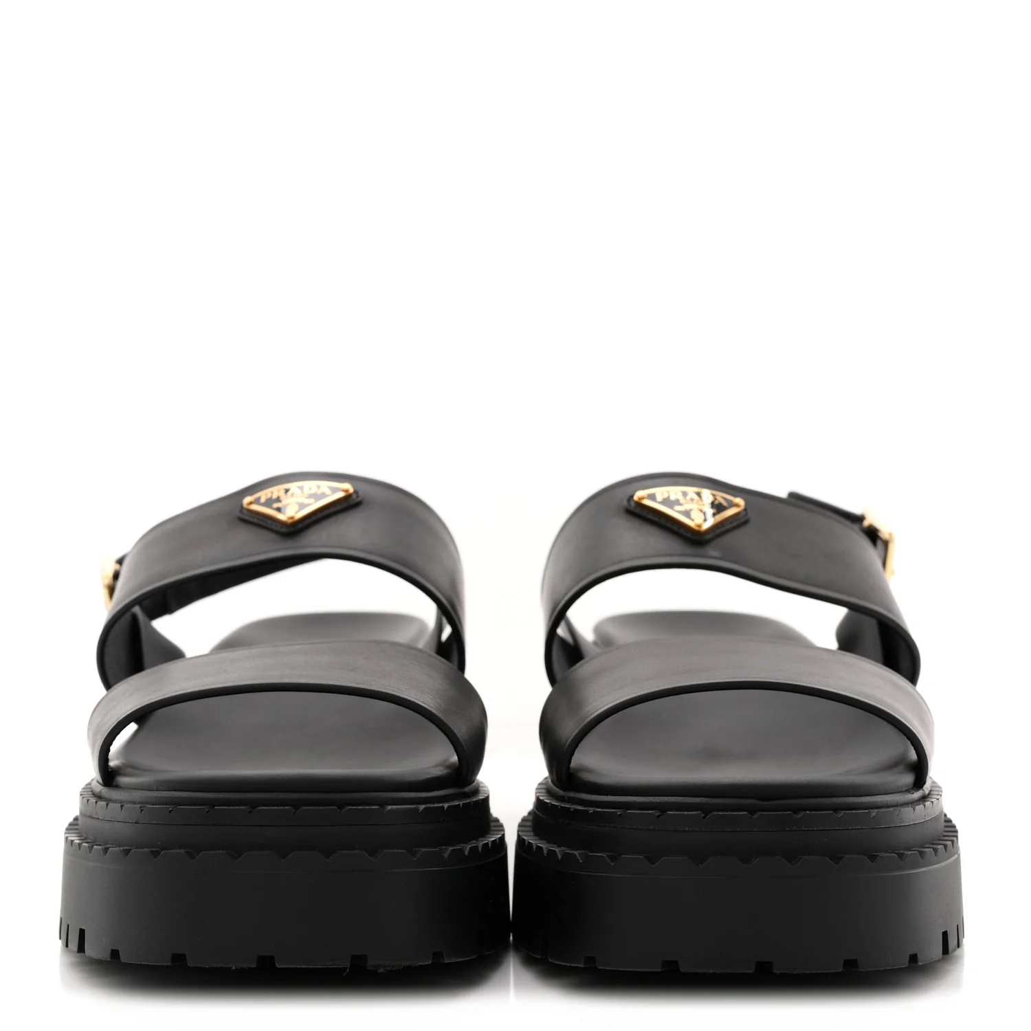 Nappa Metal Triangle Logo Slingback Sandals 40 Black - Image 5