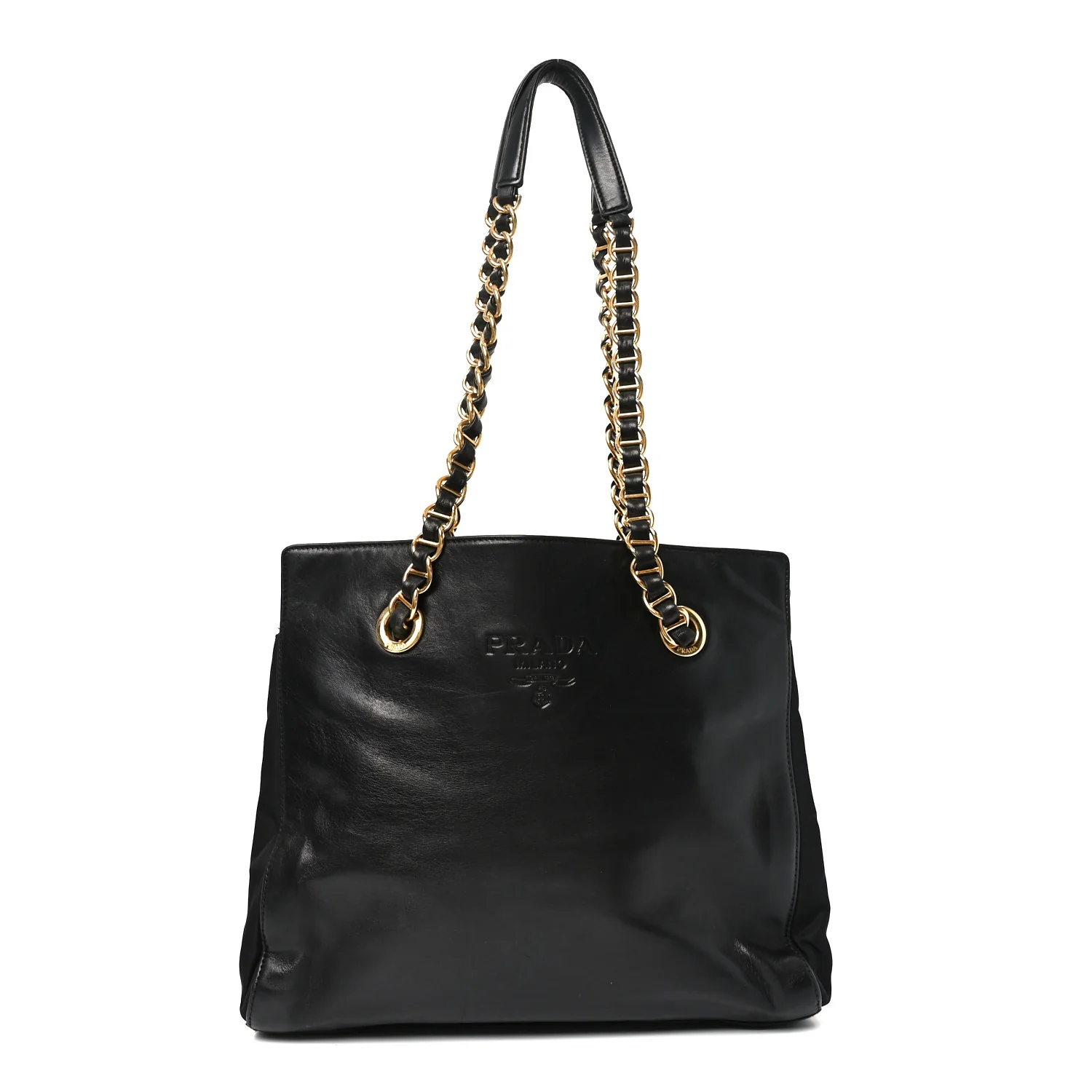 Nappa Nylon Chain Shoulder Bag Black