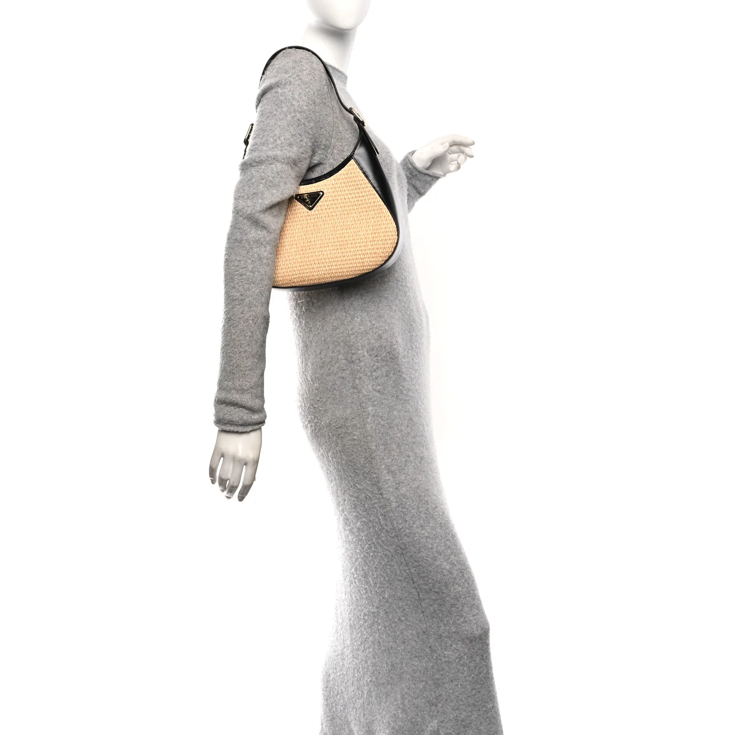 Paglia Spazzolato Shoulder Bag Naturale Black - Image 2