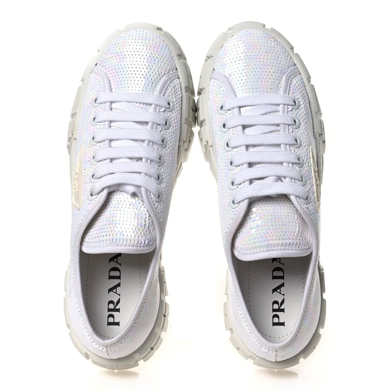 Paillettes Triangle Logo Double Wheel 50mm Sneakers 38.5 White - Image 2
