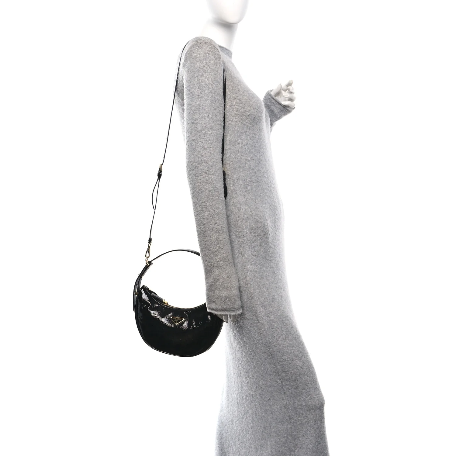 Patent Naplak Arque Shoulder Bag Black - Image 2