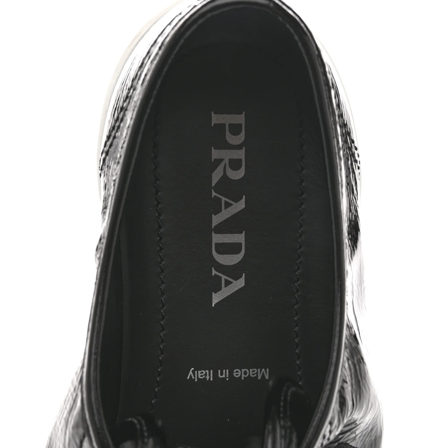 Patent Naplak Triangle Logo Womens Low Top Sneakers 40 Black White - Image 7