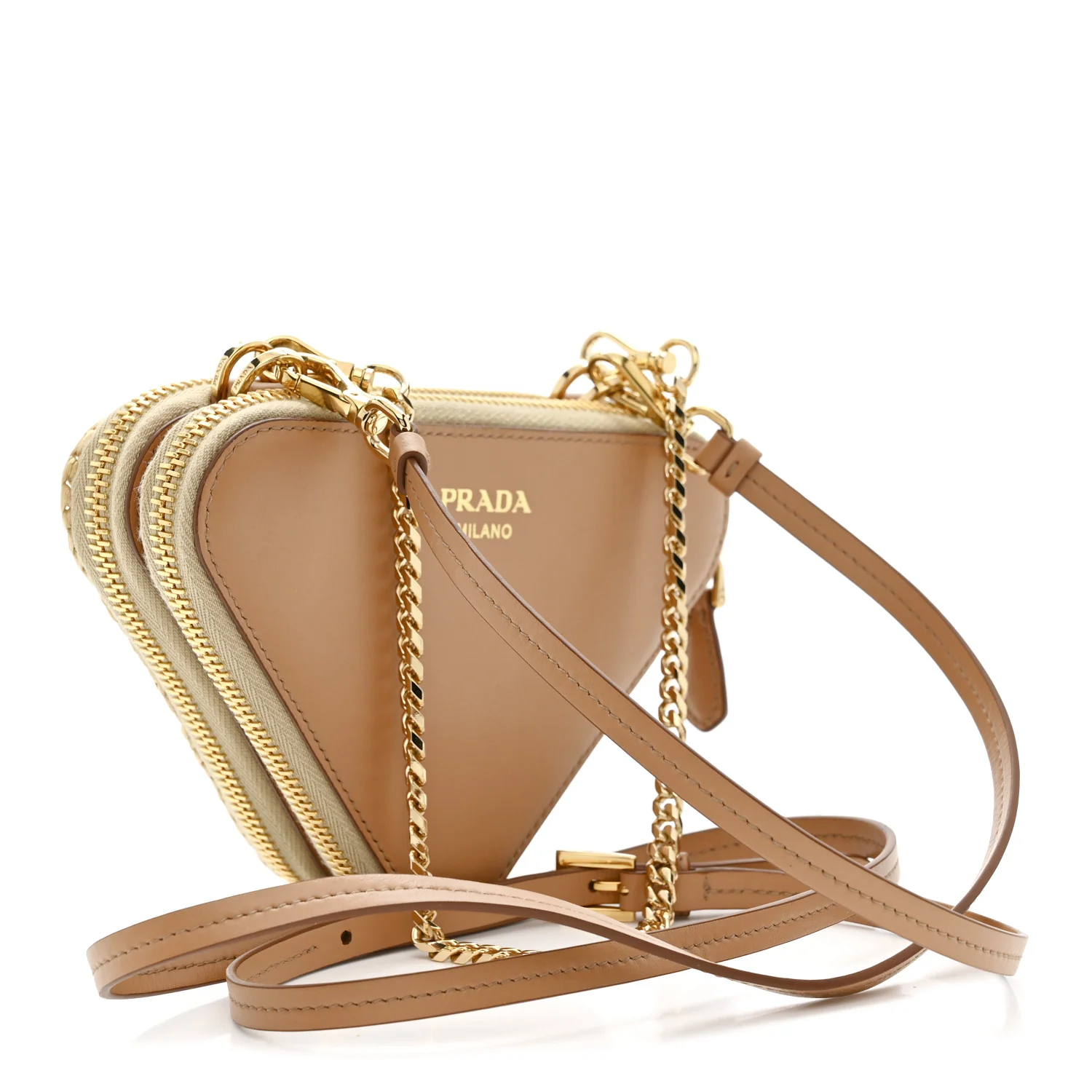 Raffia Calfskin Crochet Logo Embroidered Mini Triangle Crossbody Pouch Naturale - Image 3