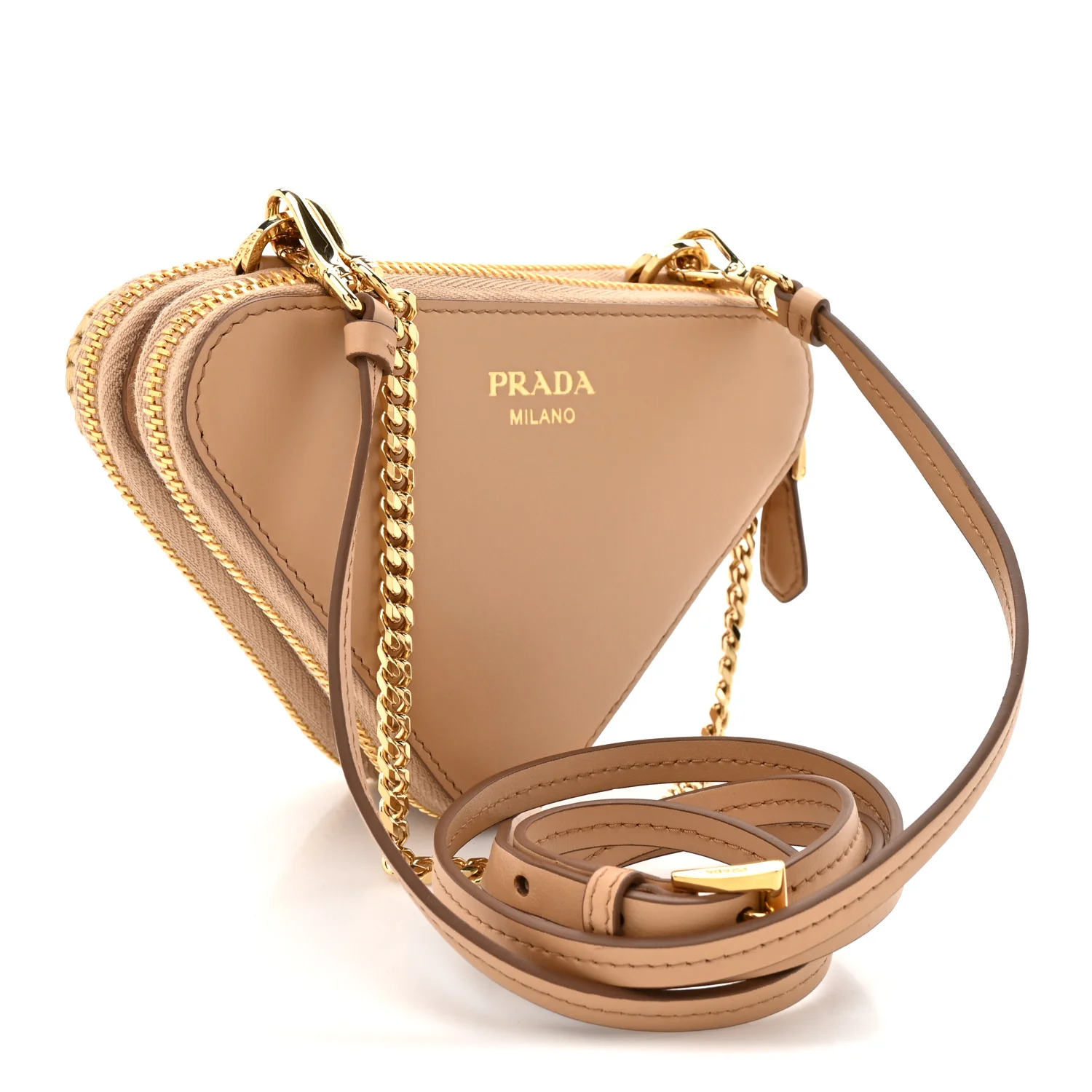 Raffia Calfskin Crochet Logo Embroidered Mini Triangle Crossbody Pouch Naturale - Image 3