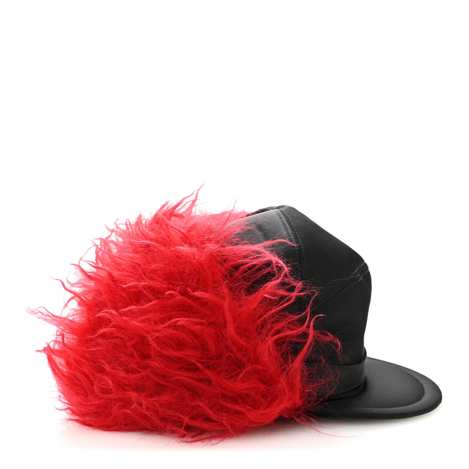 Re-Nylon Curly Faux Fur Mens Ear Flap Baseball Hat L Black Cerise - Image 5