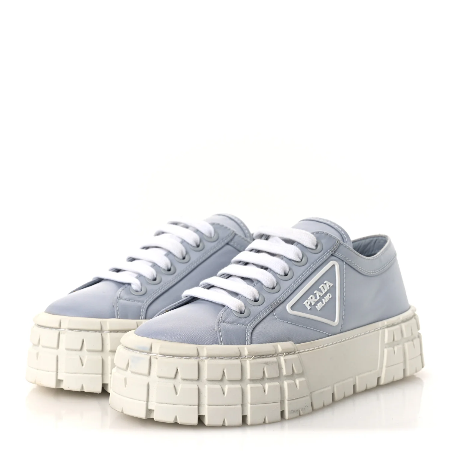 Re-Nylon Gabardine Triangle Logo Double Wheel 50mm Sneakers 38 Cielo - Image 4