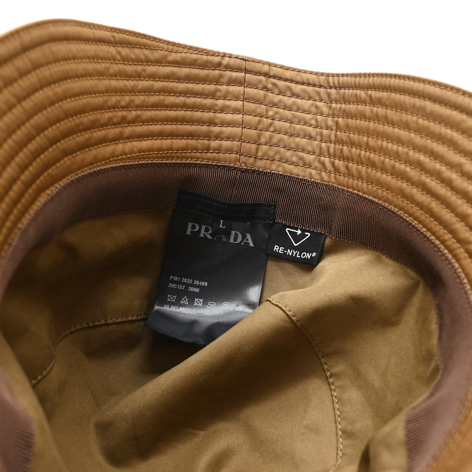 Re-Nylon Metal Triangle Logo Mens Bucket Hat L Tabacco - Image 8
