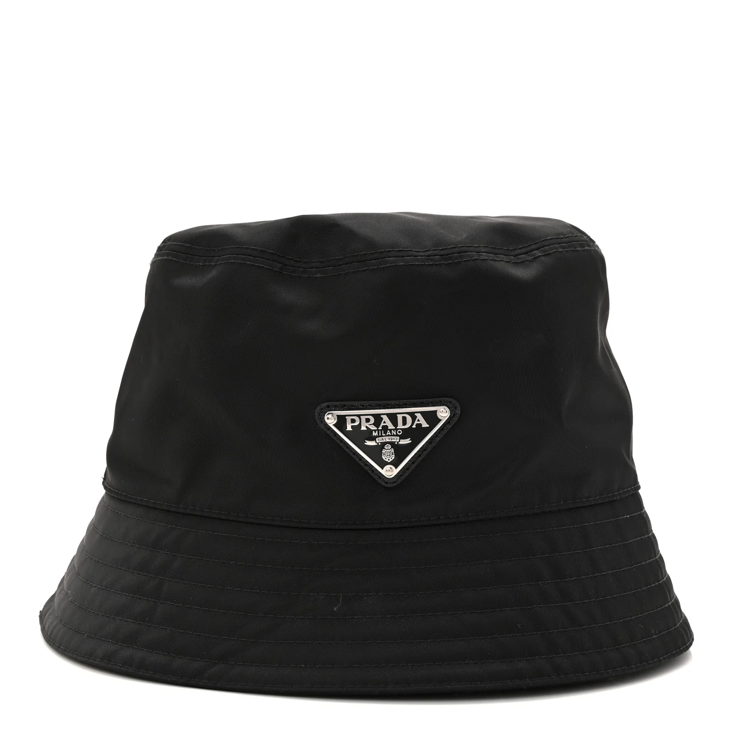 Re-Nylon Metal Triangle Logo Womens Bucket Hat M Black - Image 5