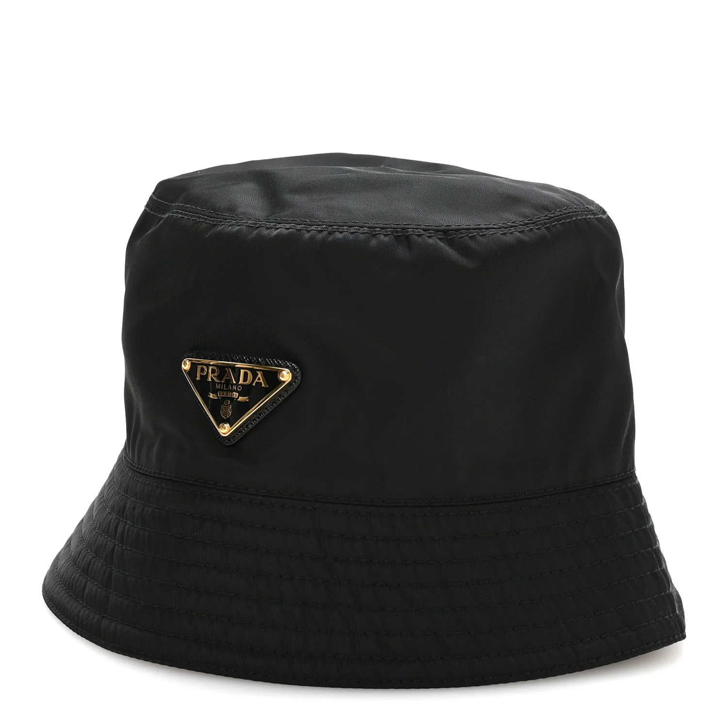 Re-Nylon Metal Triangle Logo Womens Bucket Hat M Black