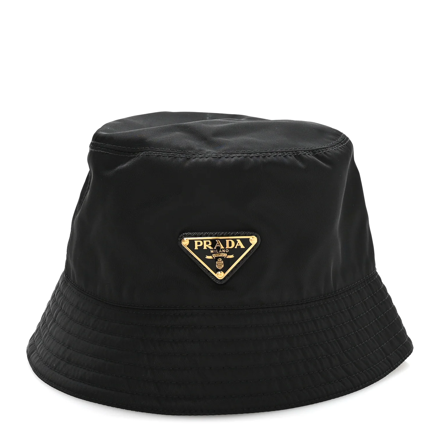 Re-Nylon Metal Triangle Logo Womens Bucket Hat M Black - Image 3