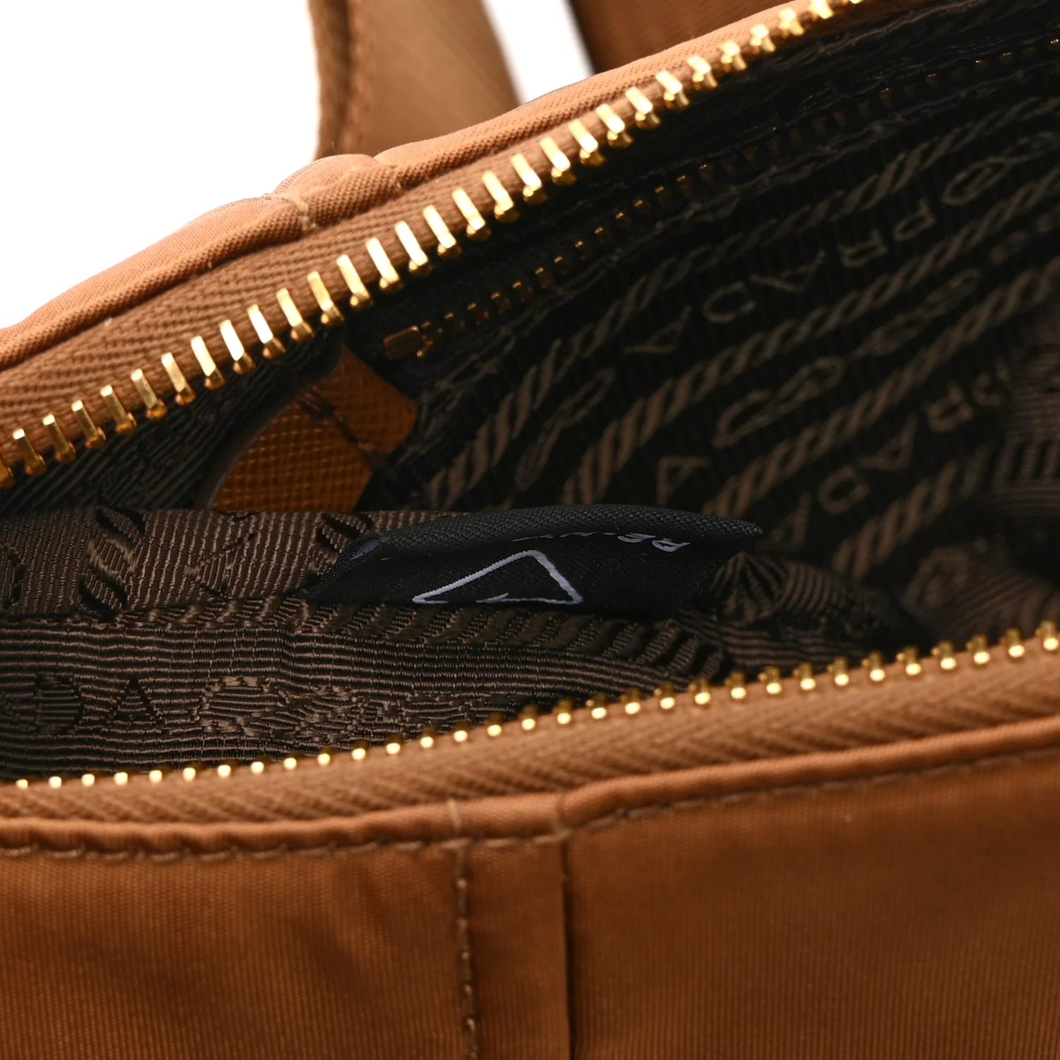 Re-Nylon Saffiano Demi-lune Shoulder Bag Brandy - Image 7