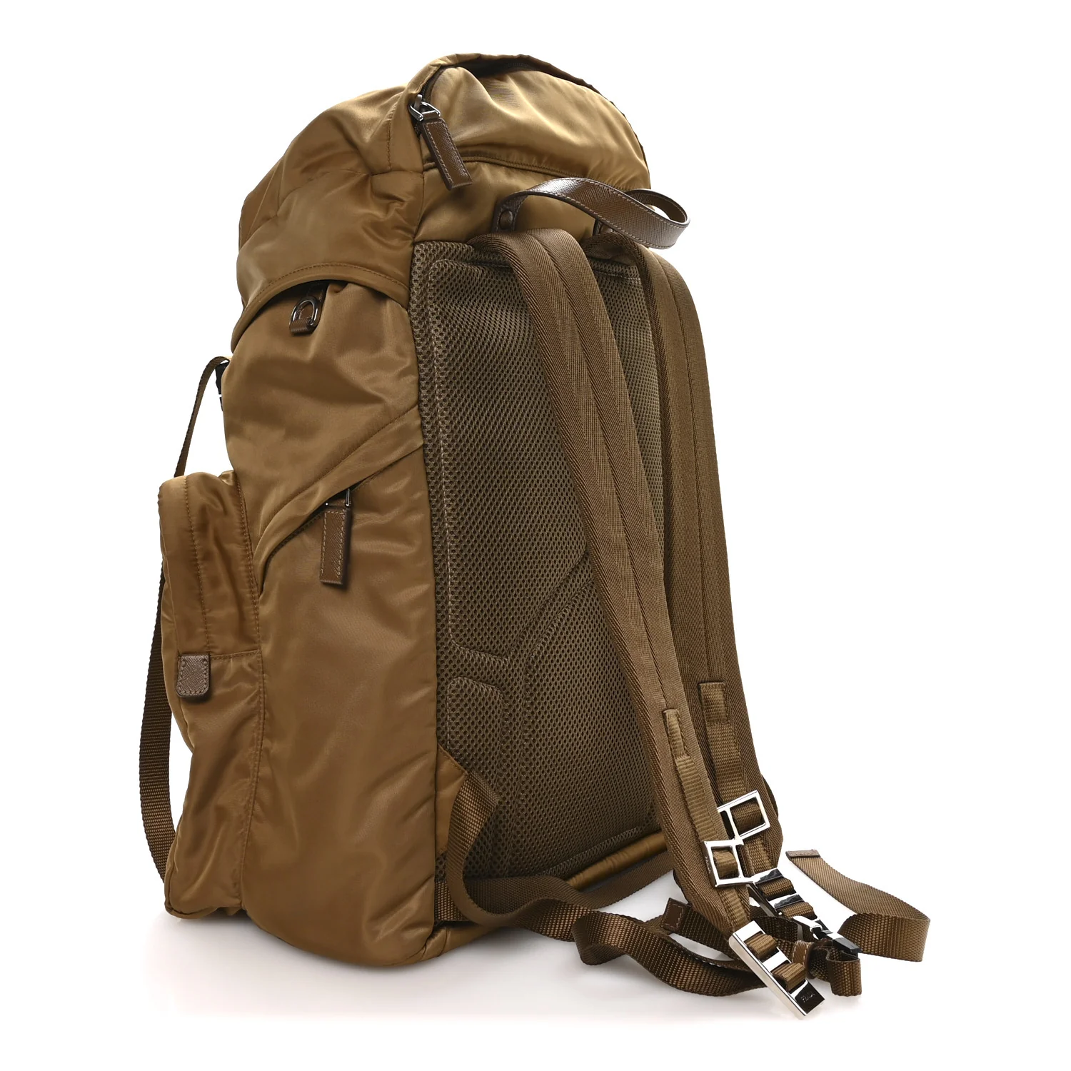 Re-Nylon Saffiano Mens Harness Strap Backpack Tabacco - Image 3
