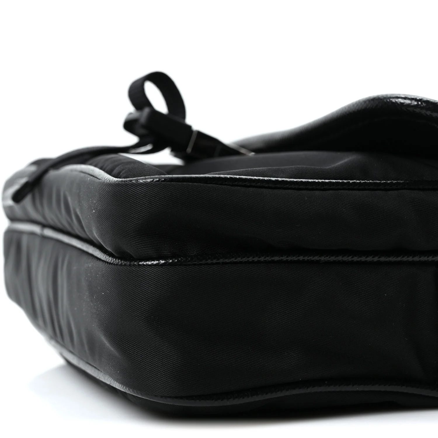 Re-Nylon Saffiano Pocket Single Snap Buckle Shoulder Bag Black - Image 10