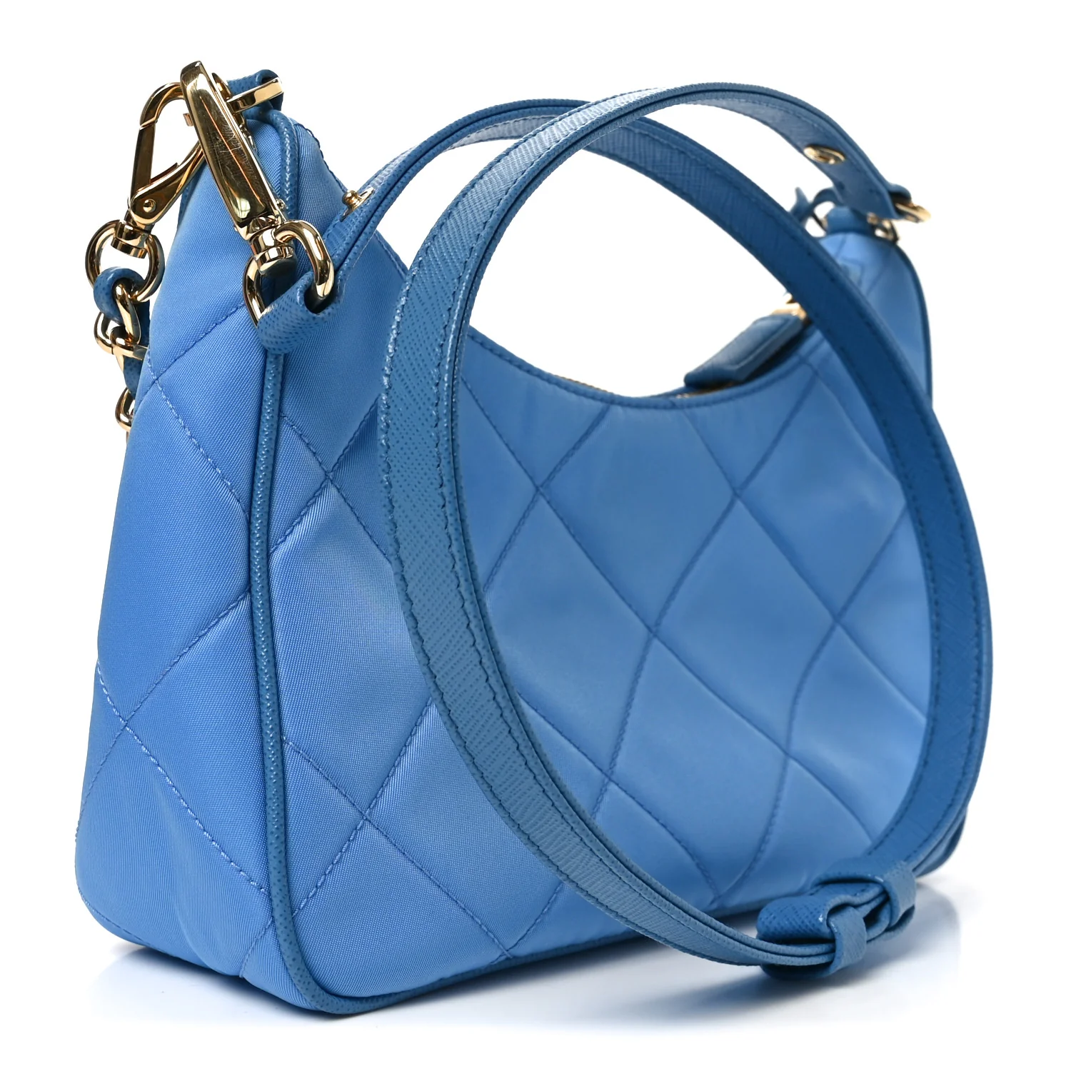 Re-Nylon Saffiano Stitched Mini Re-Edition 1995 Chaine Shoulder Bag Blue - Image 3