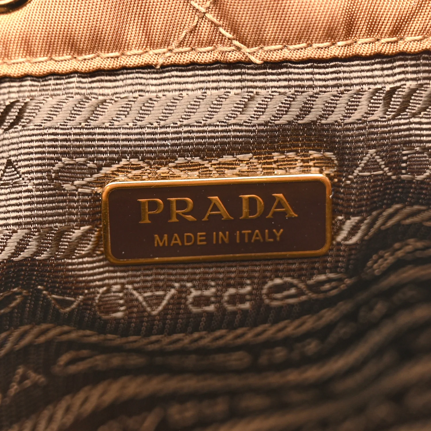 Re-Nylon Saffiano Stitched Re-Edition 1995 Chaine Drawstring Bucket Bag Brandy - Image 6