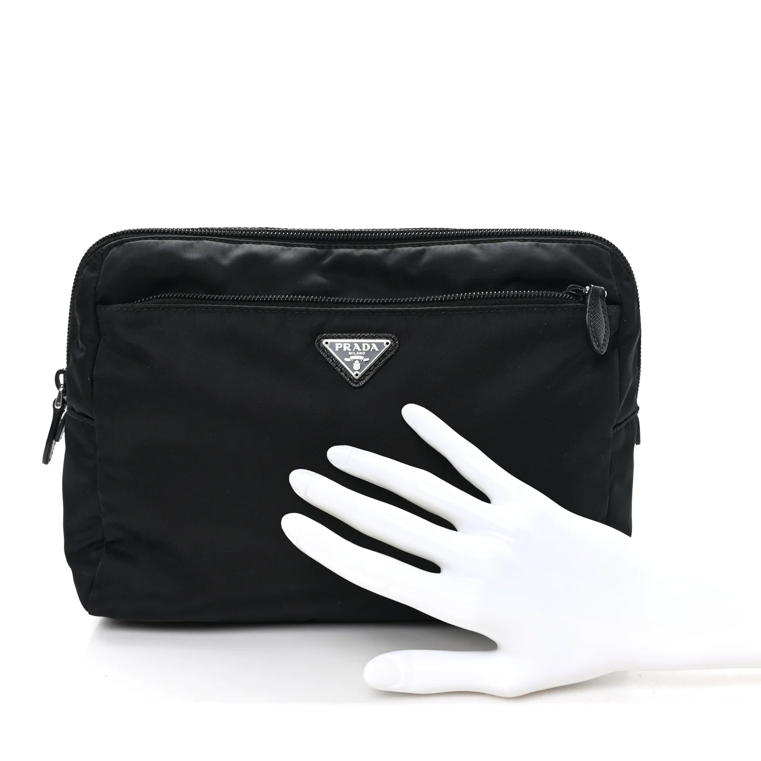 Re-Nylon Saffiano Travel Pouch Black Astrale - Image 2