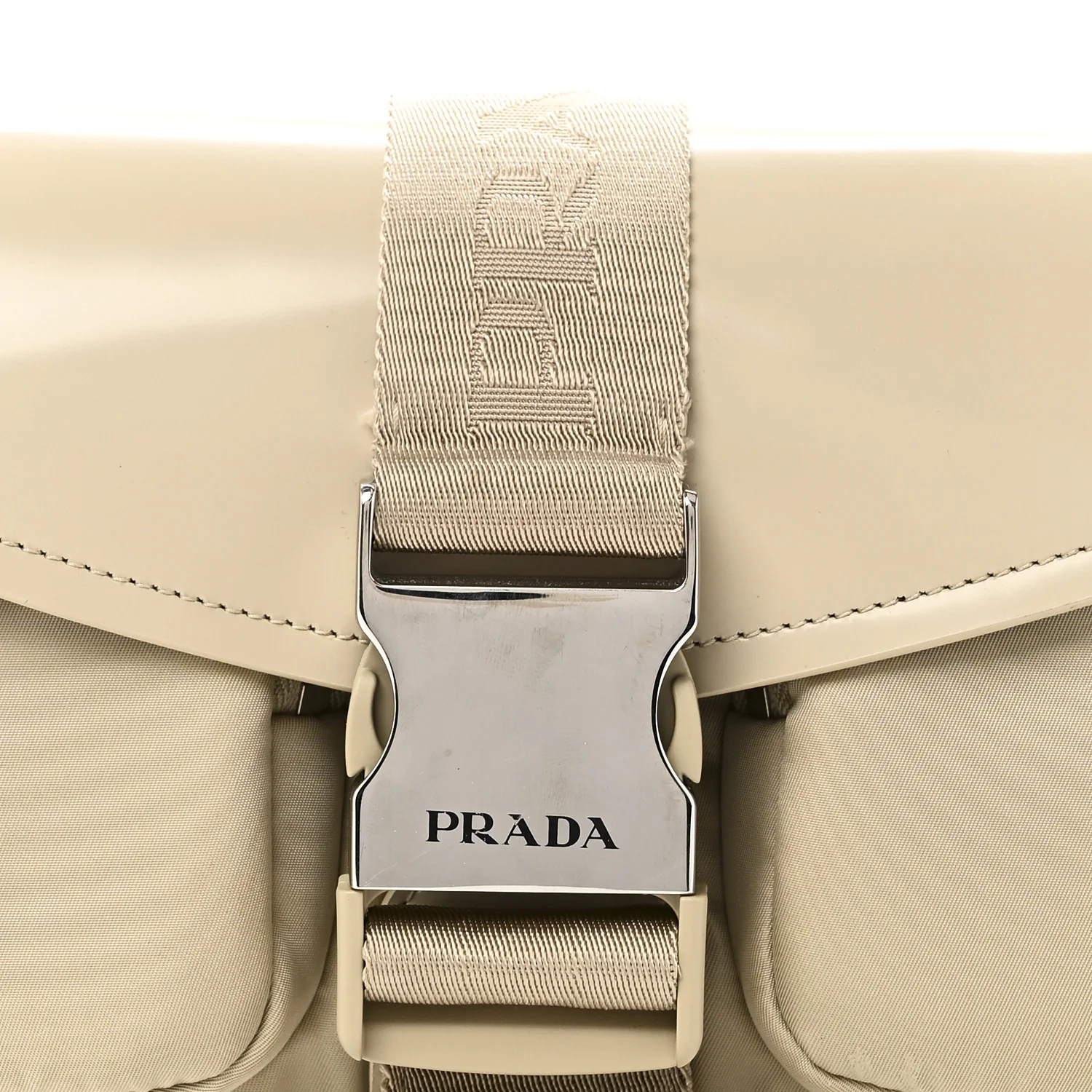Re-Nylon Spazzolato Double Pocket Buckle Shoulder Bag Deserto - Image 7