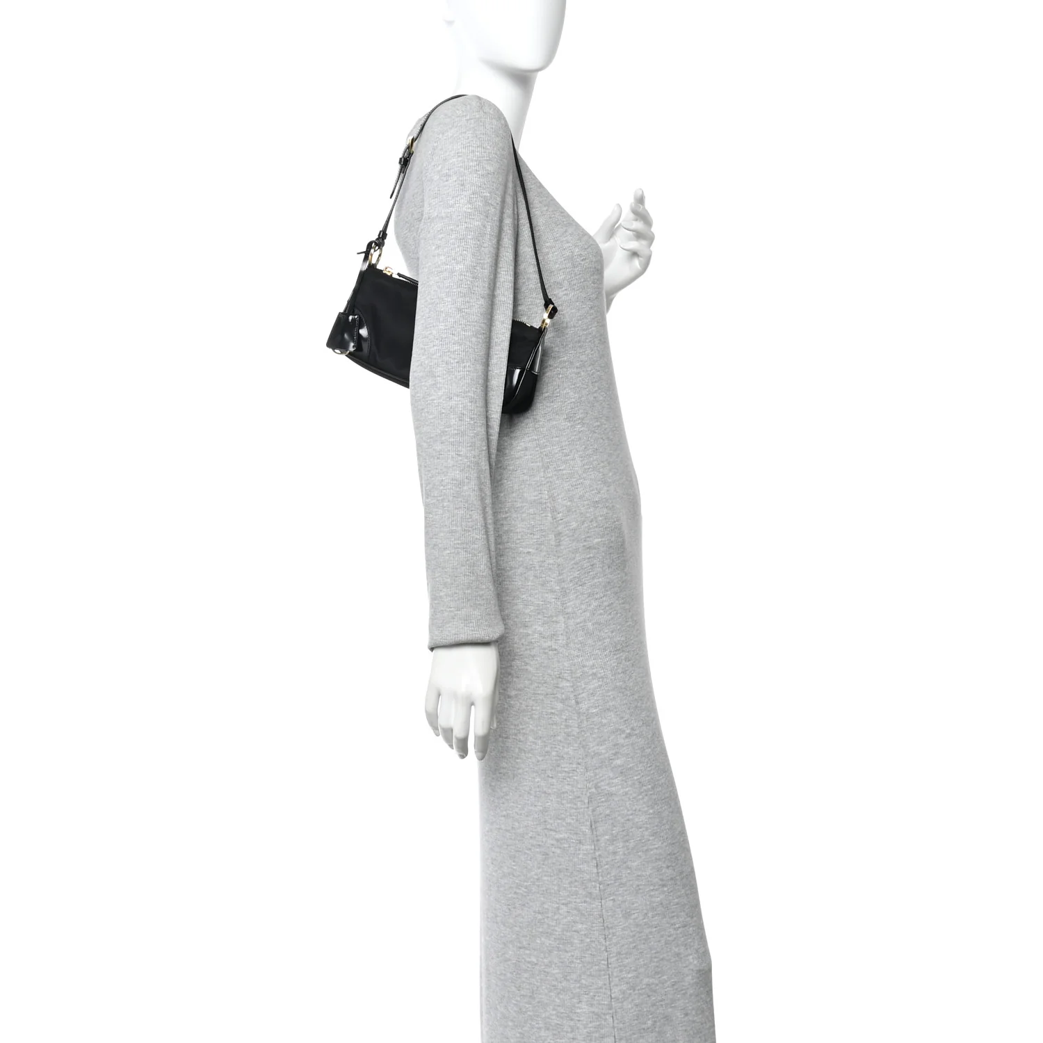 Re-Nylon Spazzolato Re-Edition 2002 Shoulder Bag Black - Image 2