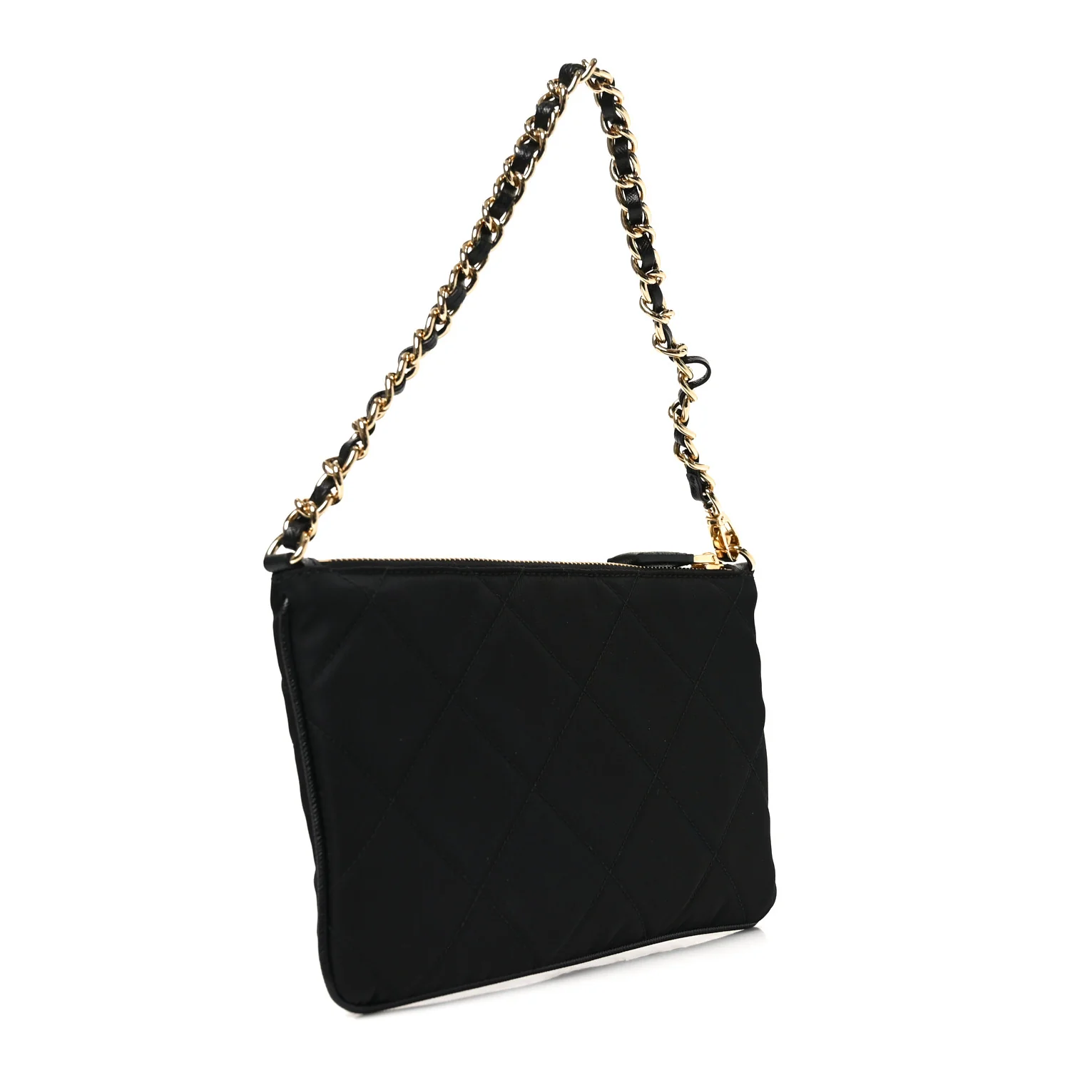 Re-Nylon Tessuto Impuntu Quilted Re-Edition 1995 Chaine Pouch Black - Image 3