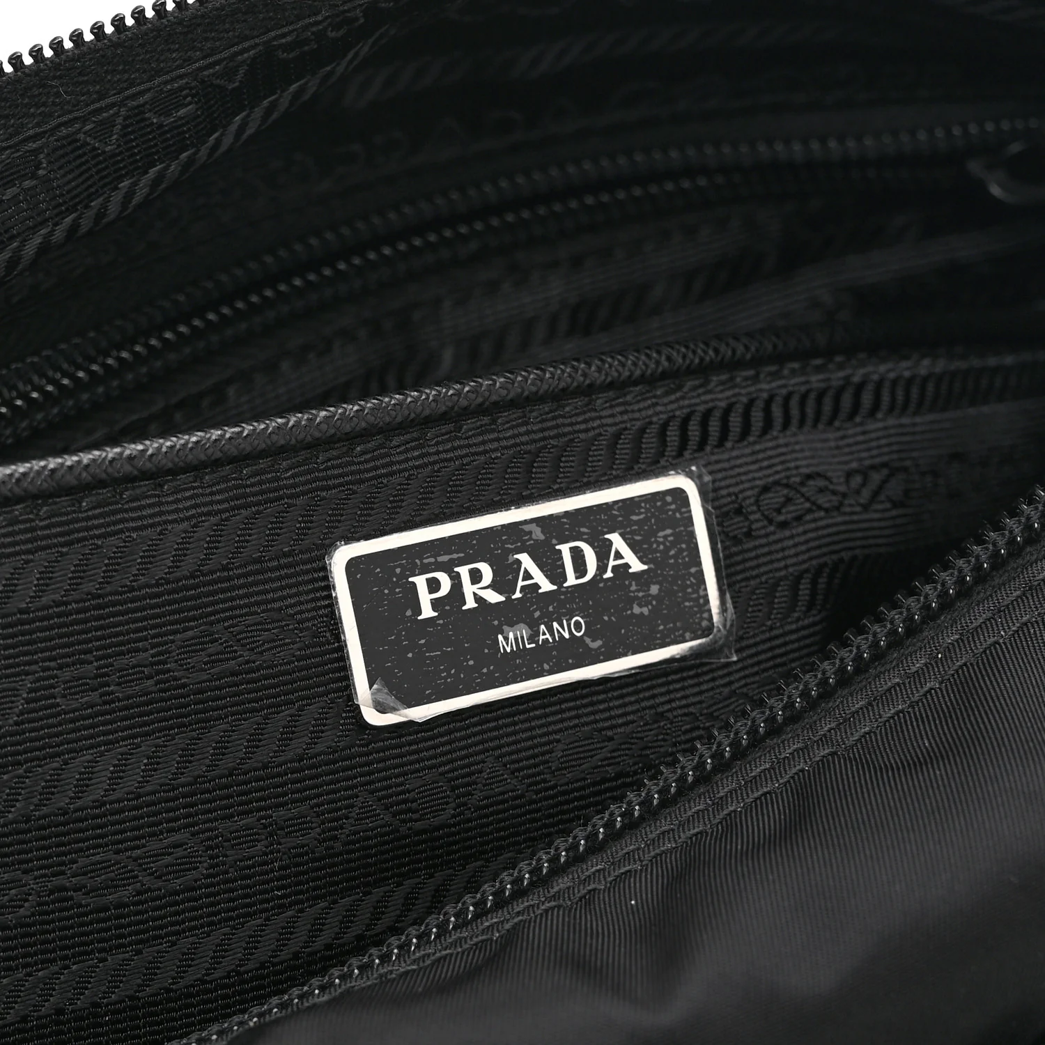 Re-Nylon Vela Saffiano Pocket Double Zip Messenger Bag Black - Image 6
