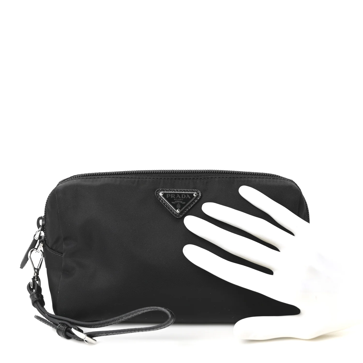 Re-Nylon Vela Saffiano Wristlet Black - Image 2