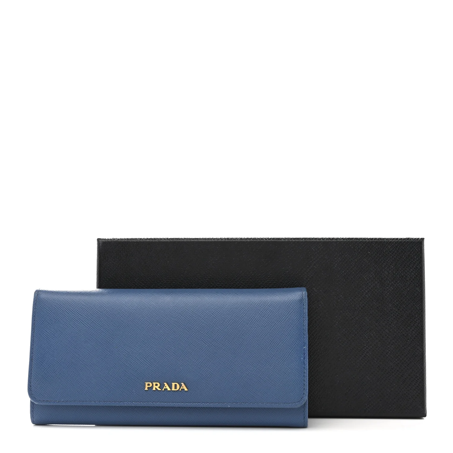 Saffiano Bi-Color Metal Continental Flap Wallet Cobalto Black - Image 12
