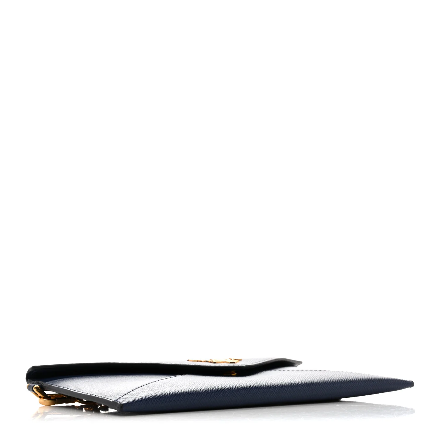 Saffiano City Calf Clutch With Chain Bluette - Image 4