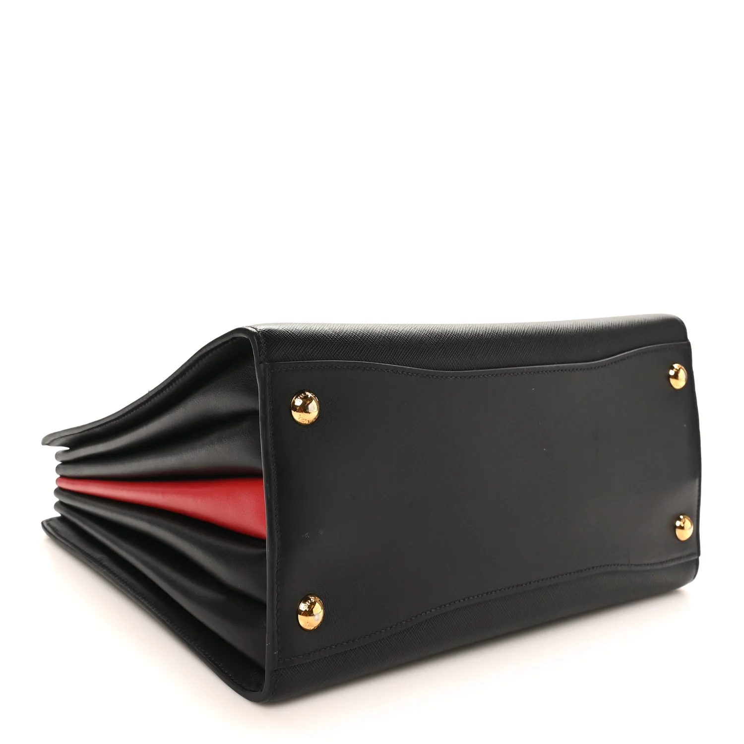 Saffiano City Calfskin Medium Bibliothèque Top Handle Black Fuoco - Image 4
