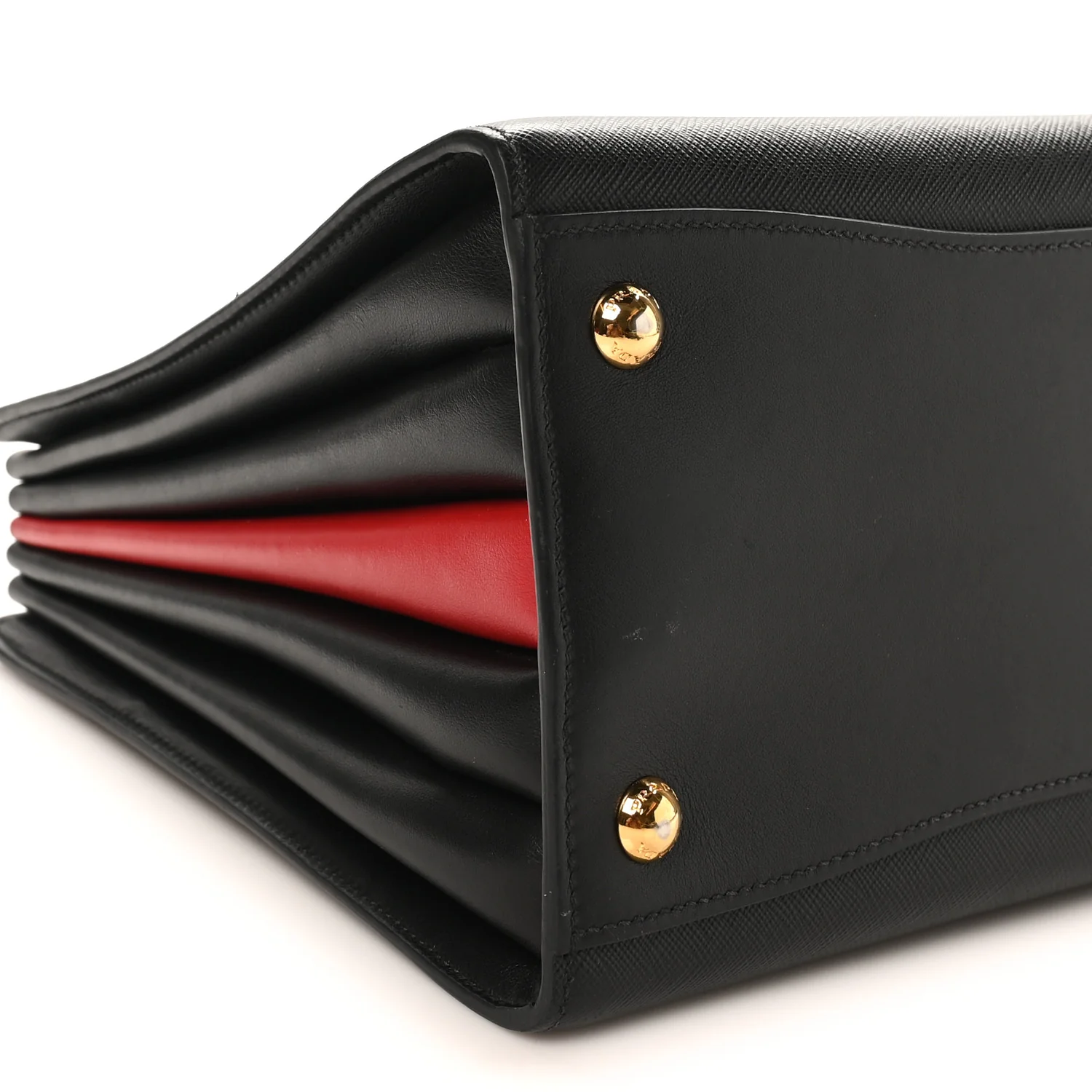 Saffiano City Calfskin Medium Bibliothèque Top Handle Black Fuoco - Image 8
