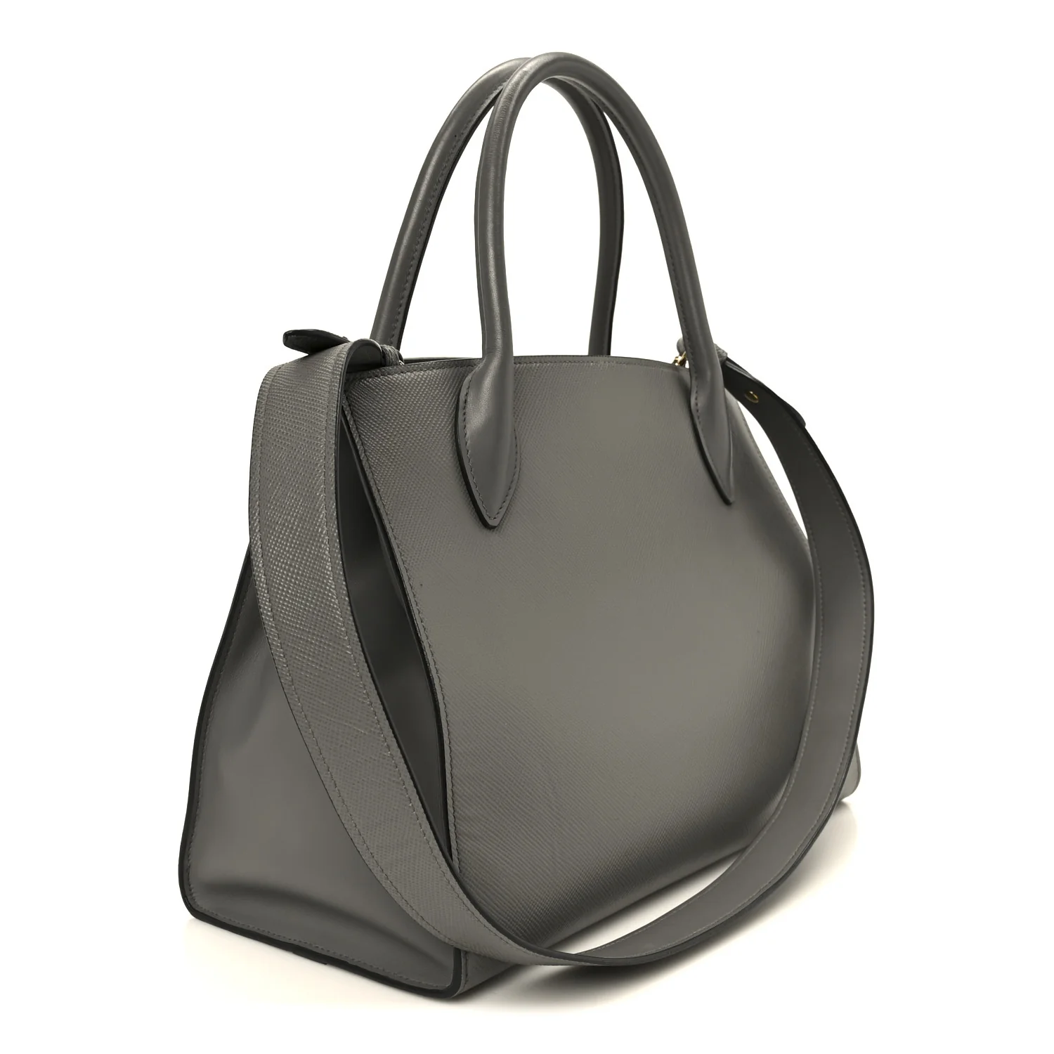 Saffiano Cuir Calfskin Medium Monochrome Top Handle Tote Ardesia - Image 3