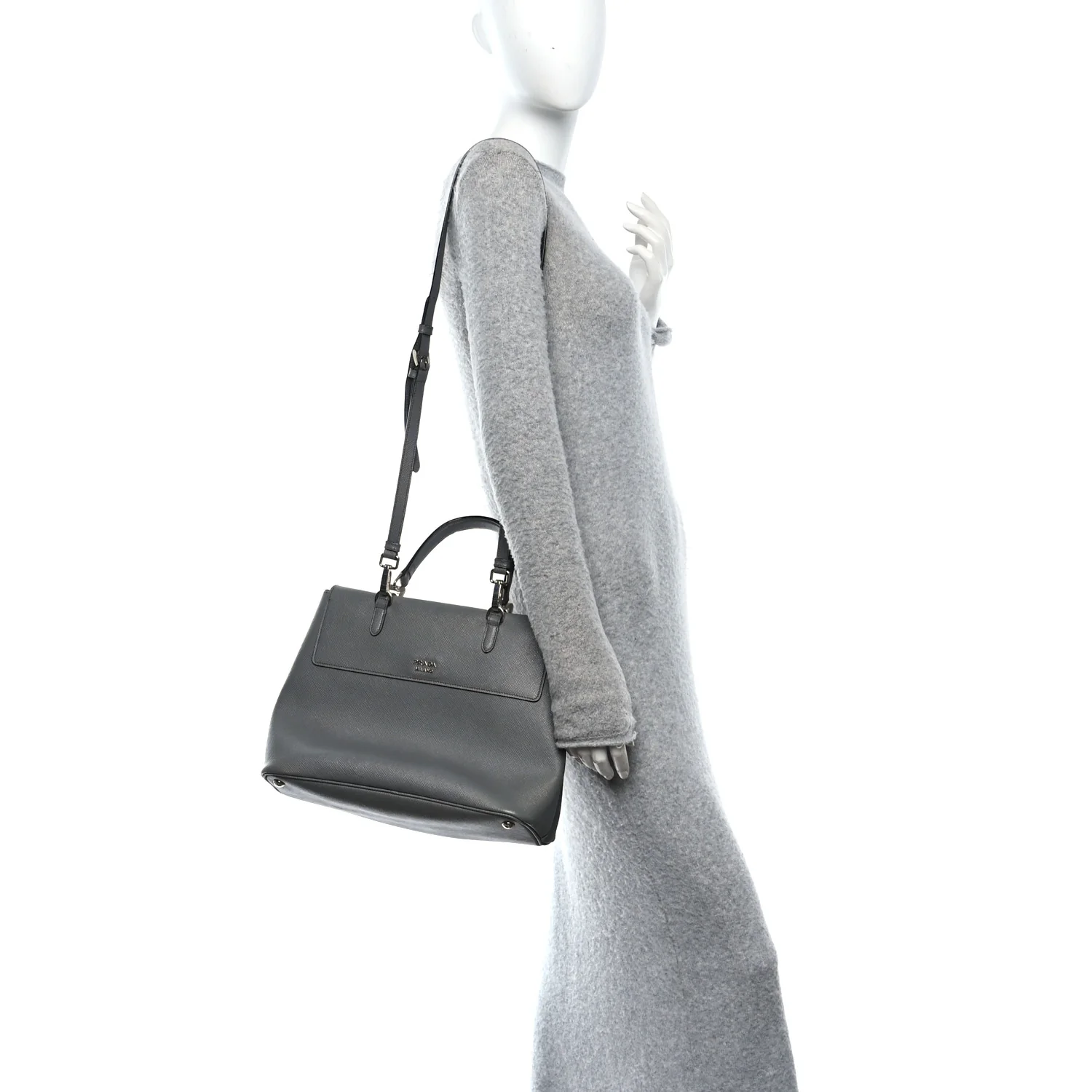 Saffiano Cuir Convertible Top Handle Tote Marmo - Image 2