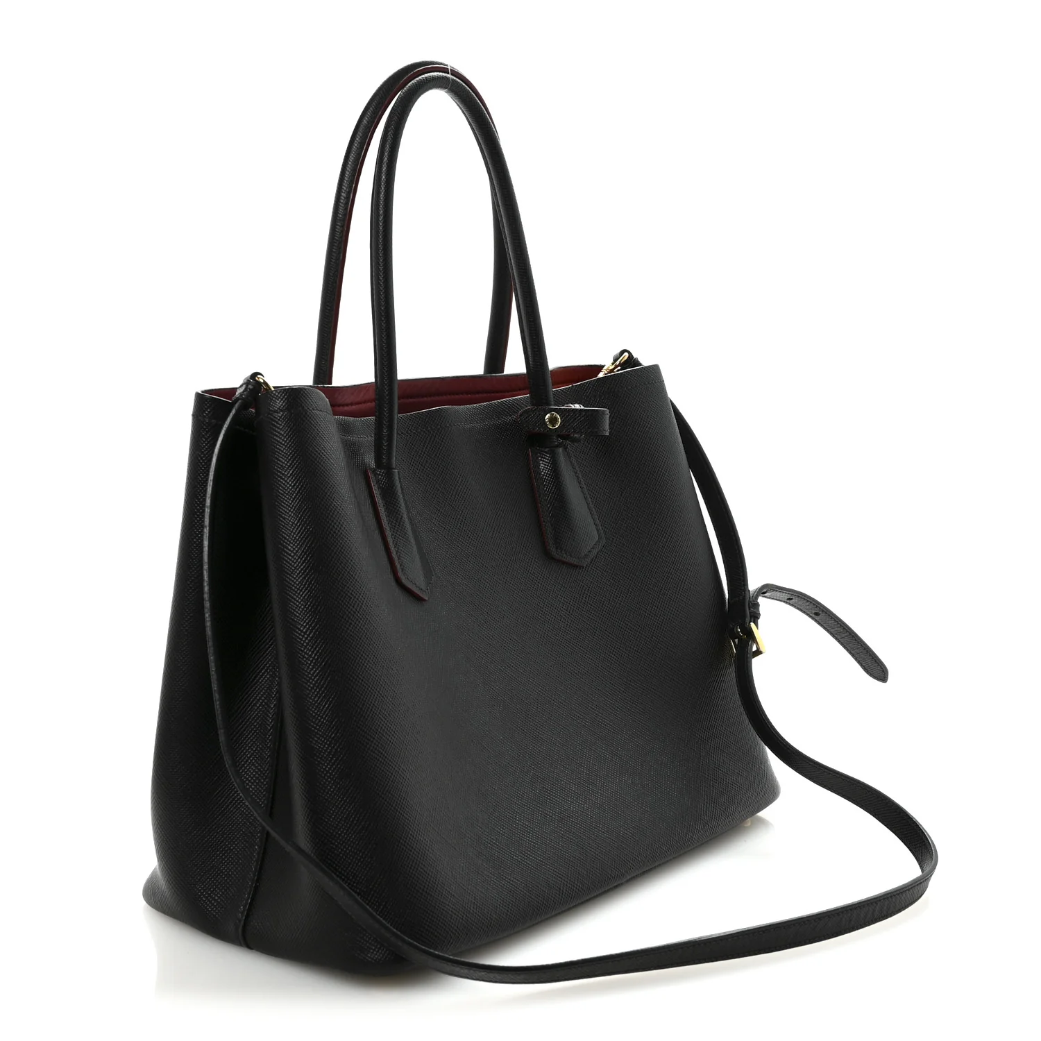 Saffiano Cuir Large Double Bag Black Fuoco - Image 3