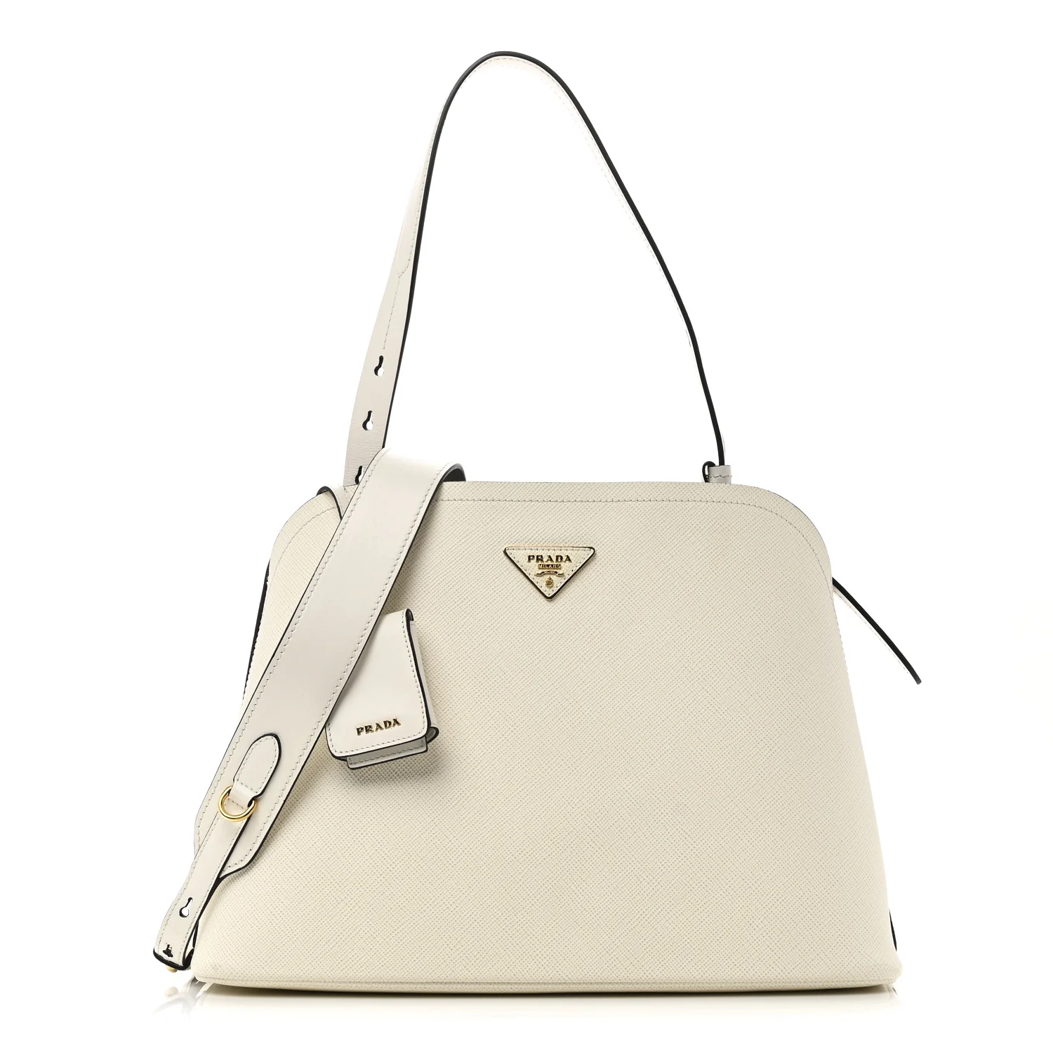 Saffiano Cuir Matinee Tote White Black