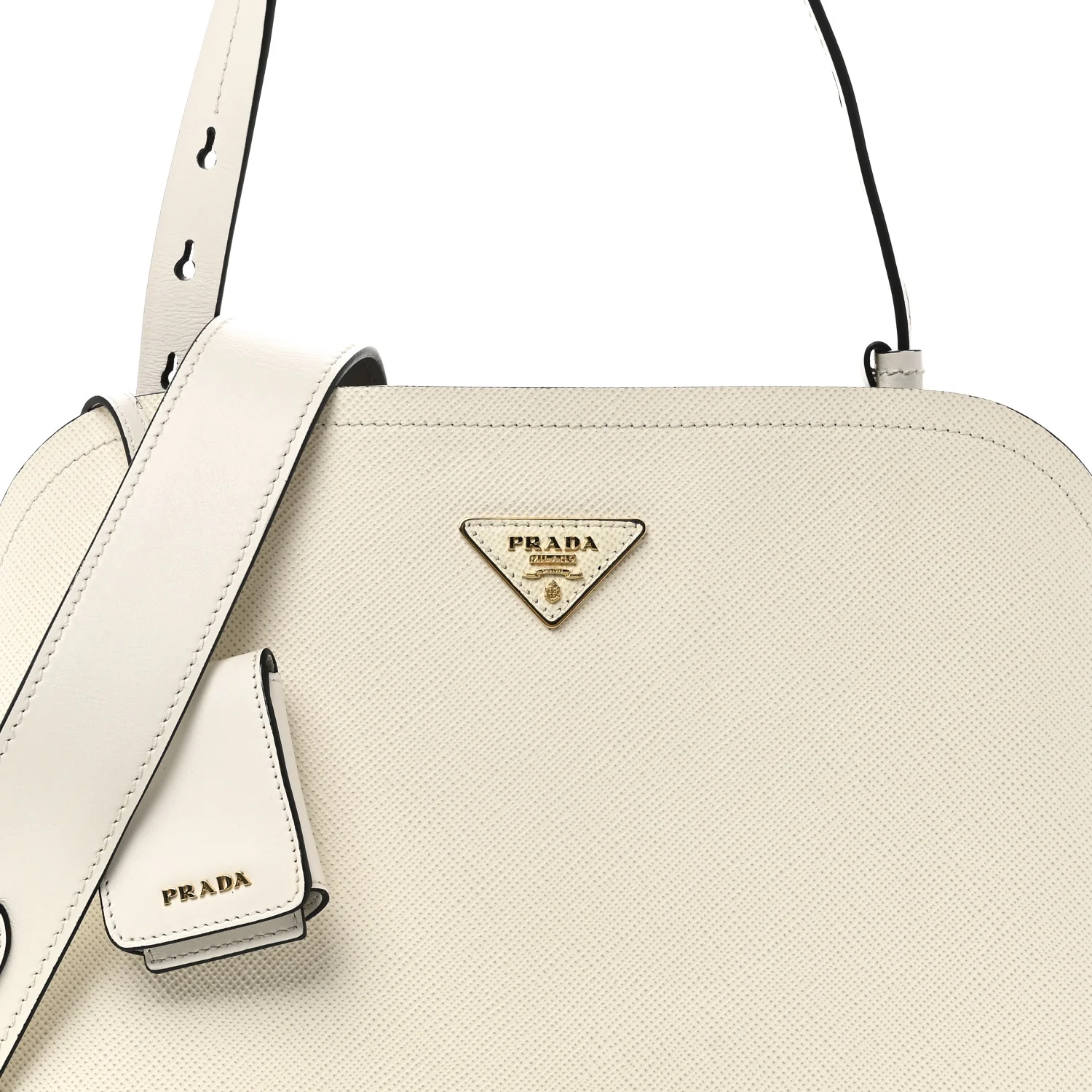 Saffiano Cuir Matinee Tote White Black - Image 7